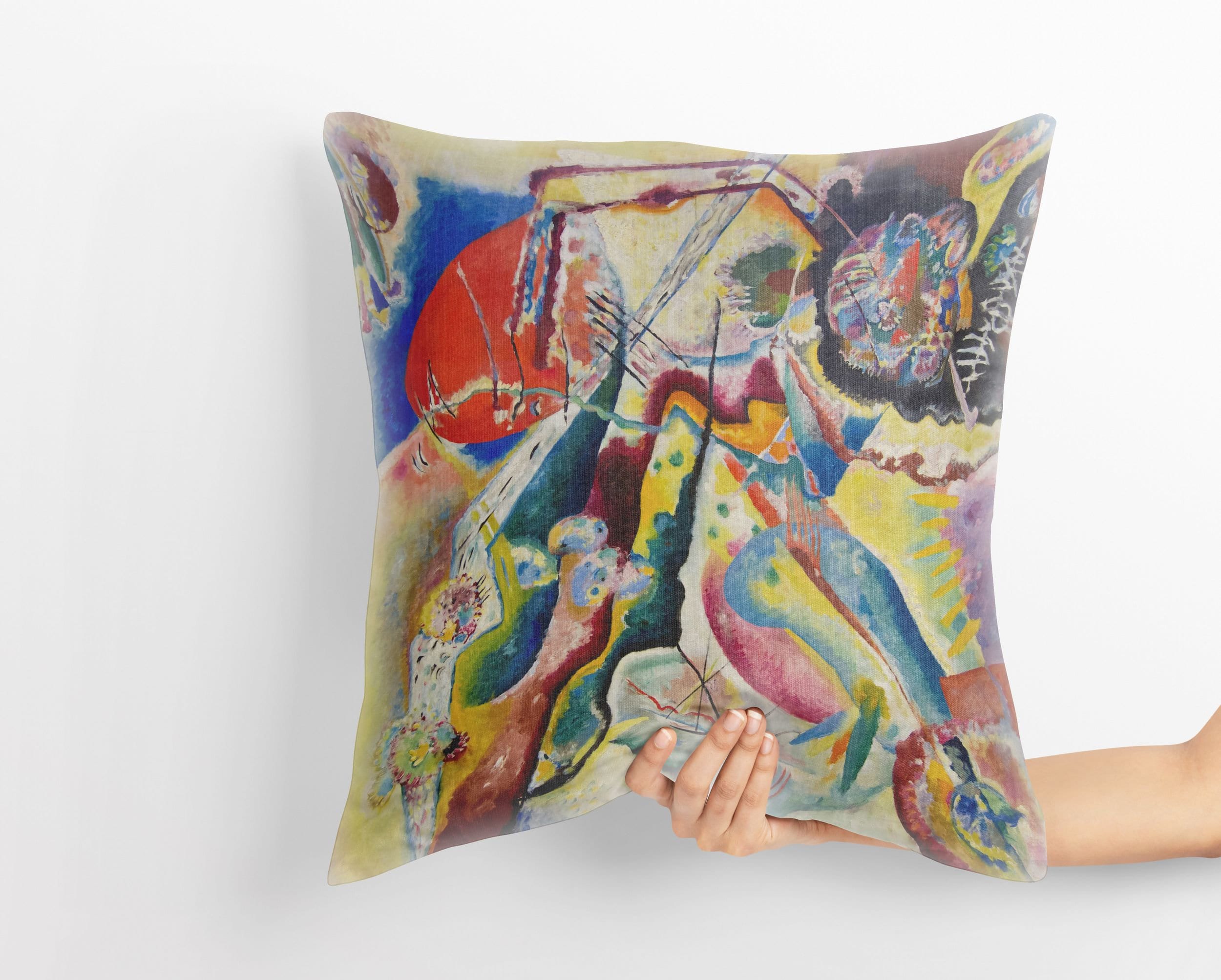 Wassily Kandinsky Abstract Art Throw Pillow - Modern Geometric Decorative Pillow Cover 18x18 Inches - Perfect for Living Room, Bedroom & Office Decor