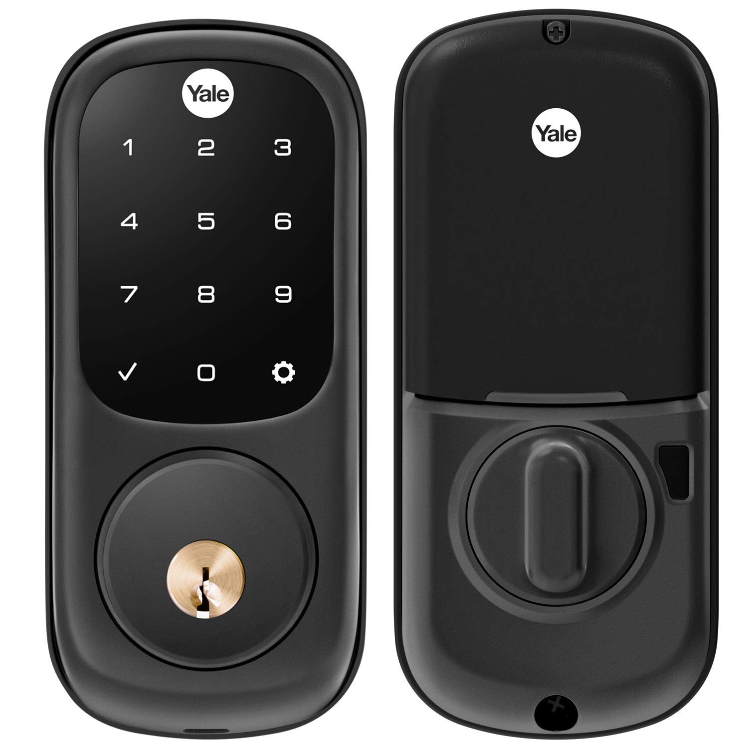 Yale Assure Lock - Smart Wi-Fi Deadbolt with Touchscreen Keypad & Backup Key, Black Suede Finish for Front/Back Door Security | Home Automation & Smart Home Access Control