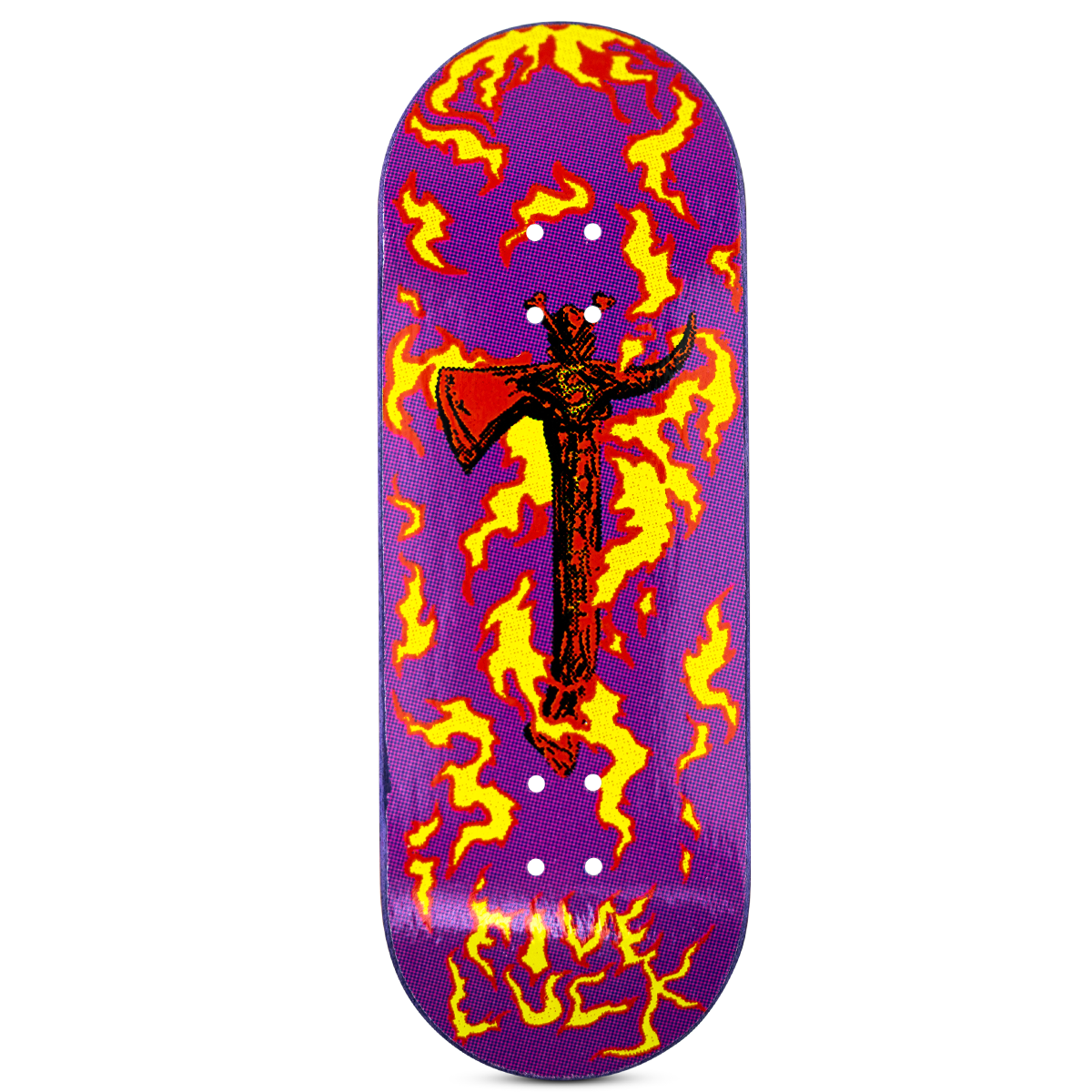Five Luck Fingerboard Deck - Sacred Axes Purple | Professional Mini Skateboard for Finger Tricks & Stunts | Perfect for Office Stress Relief & Skateboarding Enthusiasts