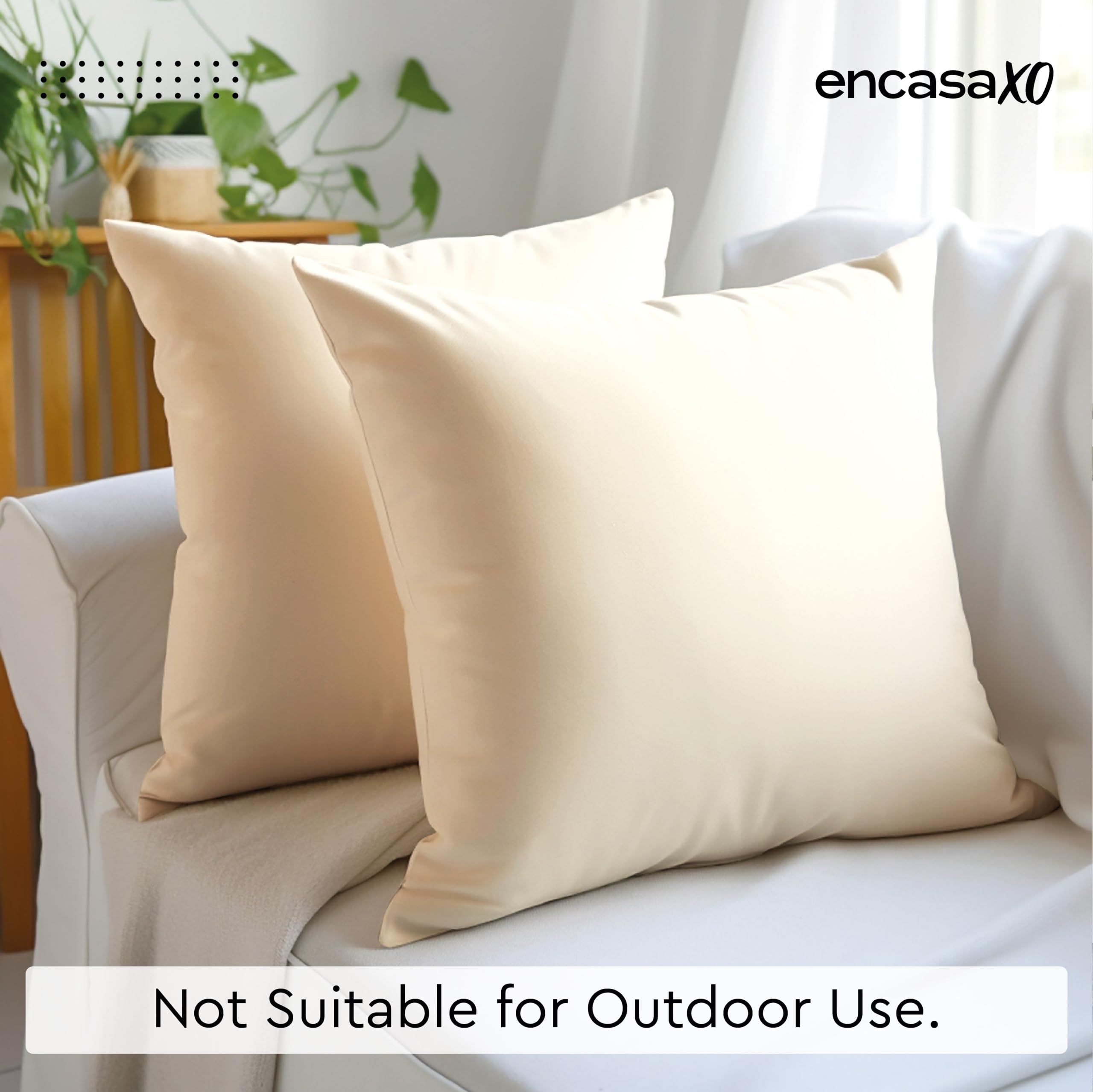 Premium 18x18 Inch Natural Canvas Throw Pillow Covers - Set of 4 with Hidden Zipper (No Insert Included) - Perfect for Sofa, Bed, Couch & Home Decor