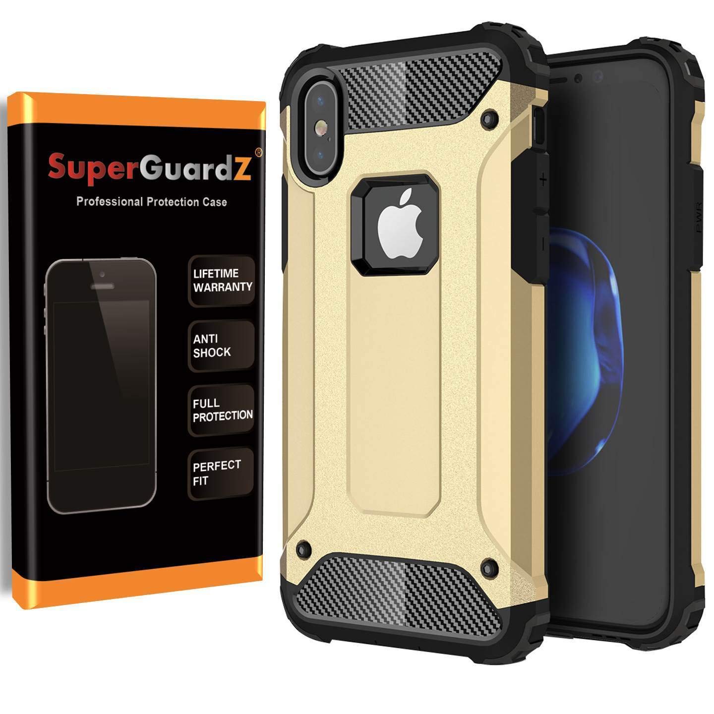 SuperGuardZ Heavy Duty Slim Shockproof Protective Case for iPhone Xs/iPhone X - Armor Cover [Gold] | Perfect for Outdoor Activities, Work & Travel