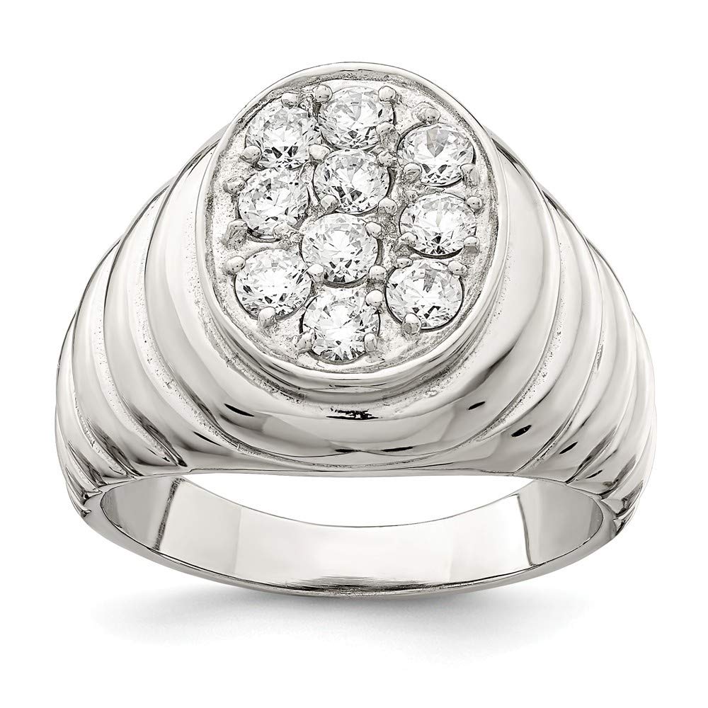 925 Sterling Silver Men's CZ Cubic Zirconia Simulated Diamond Ring - Solid Polished Open Back Design, Size 9/10/11 - Perfect Gift for Him, Anniversary, Wedding & Special Occasions