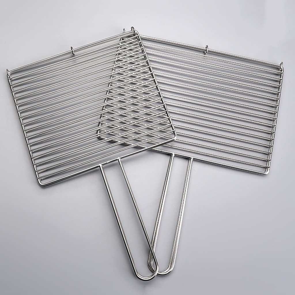Premium Fish Grilling Basket for BBQ - Detachable & Foldable Handle, 30x21cm Silver Grill Accessories - Perfect for Camping, Beach Picnics & Backyard Barbecues