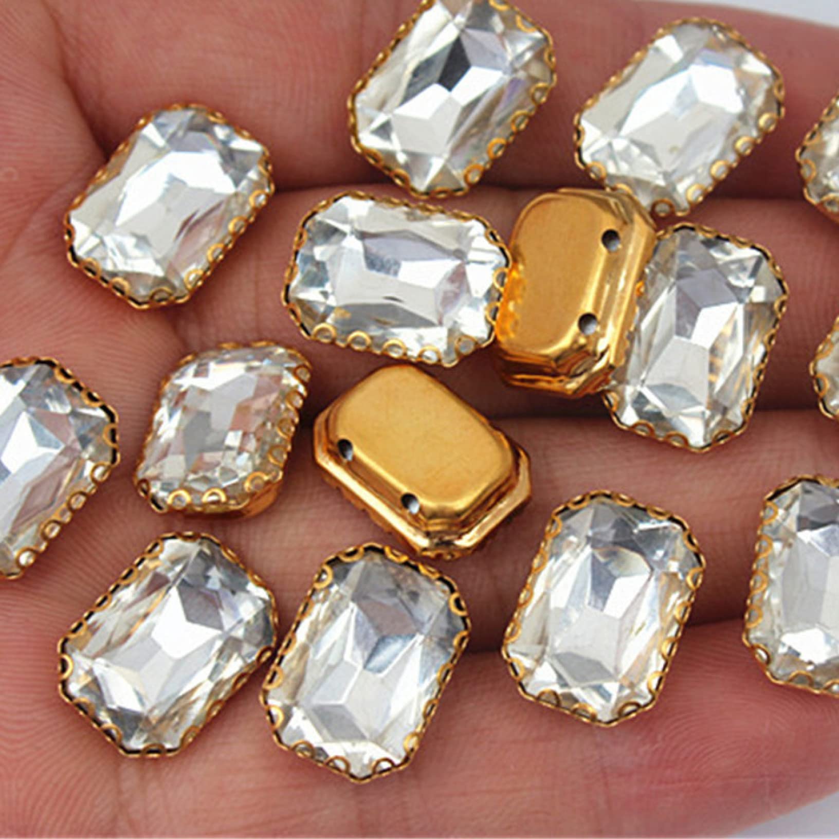 30pcs DIY Mixed Shape Clear Glass Sew-on Claw Rhinestones for Wedding Dresses, Costumes & DIY Crafts - Perfect for Bridal Accessories, Cosplay and Jewelry Making