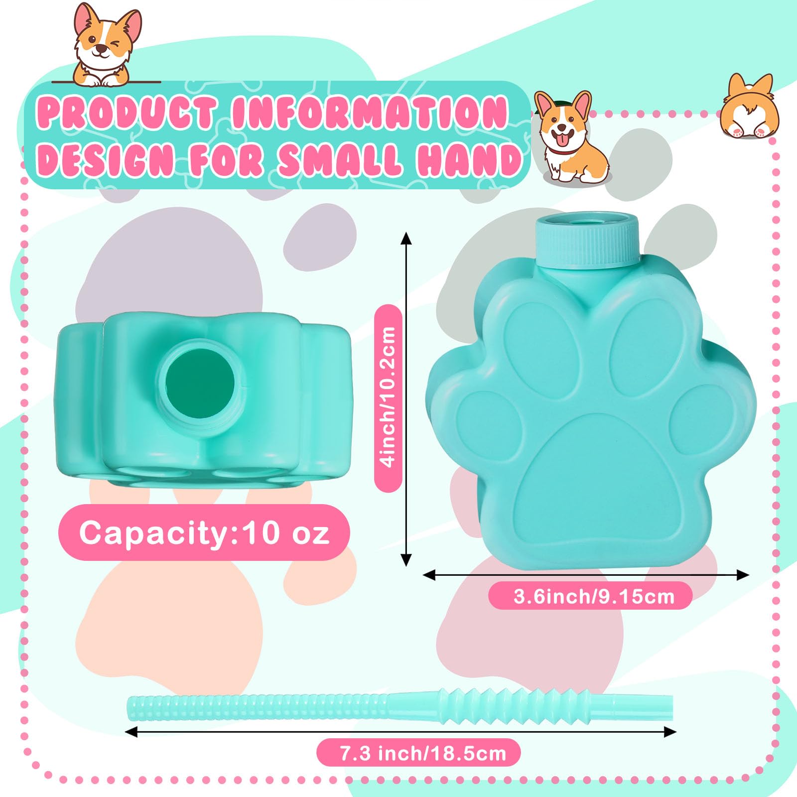 Bulk 24-Pack Sratte Dog Paw Print Plastic Cups 10 oz with Lids - Cute Puppy Theme Straw Cups for Pet Birthday Parties, Dog Lover Gifts & Kids Party Decorations | Perfect for Puppy Showers, Dog-Themed Events & Birthday Celebrations