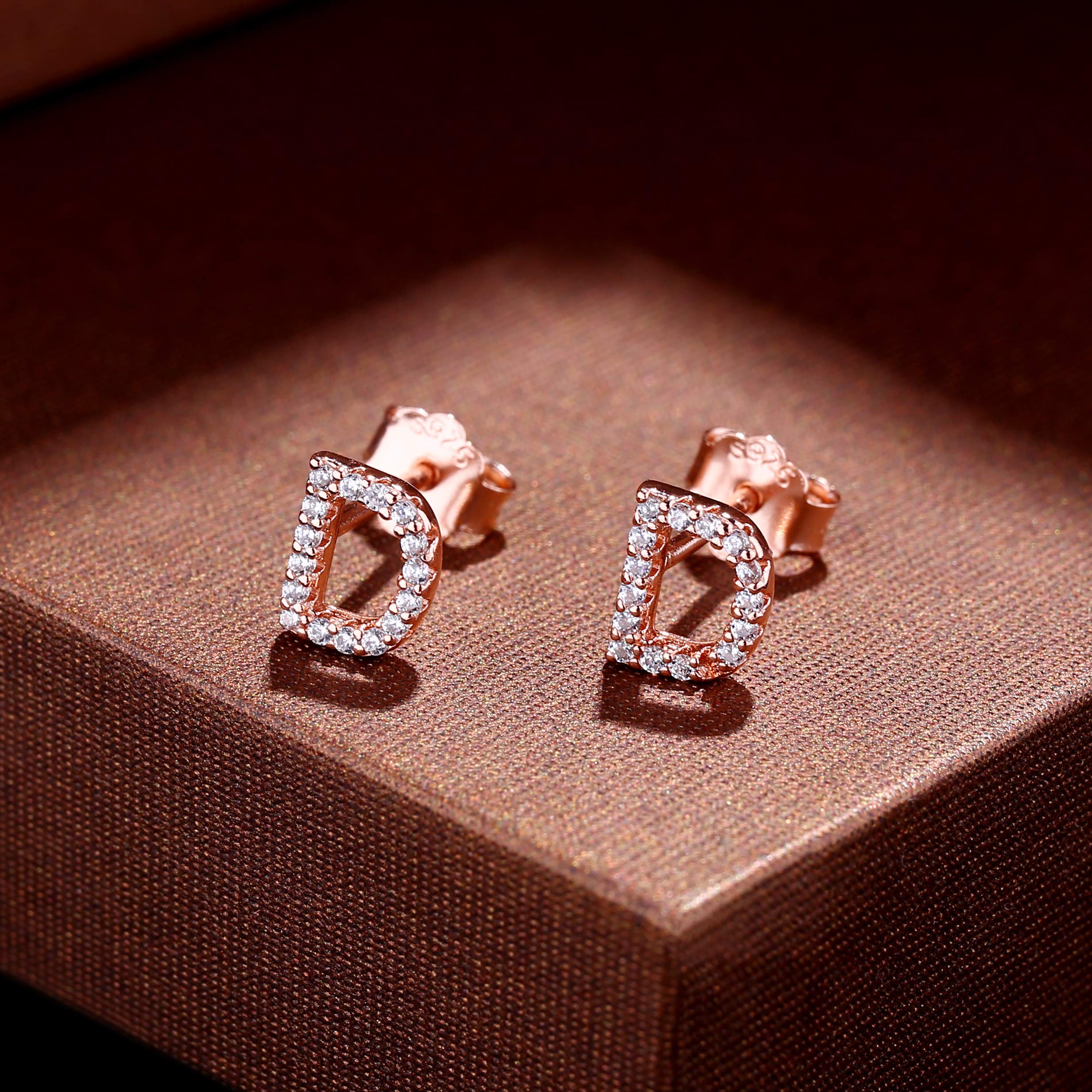 MONOOC Initial Stud Earrings for Women & Girls - Hypoallergenic S925 Sterling Silver Cubic Zirconia Initial Letter Earrings | Perfect Birthday Gift, Everyday Wear & Special Occasion Jewelry