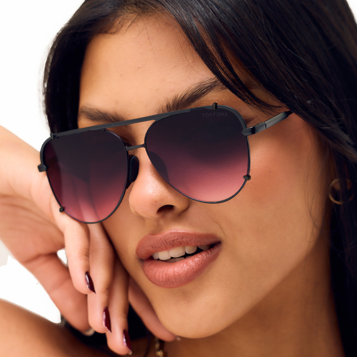 Tangle-Free Faded Purple & Pink Aviator Sunglasses for Women - Trendy UV Protection Shades for Driving, Beach & Outdoor Activities
