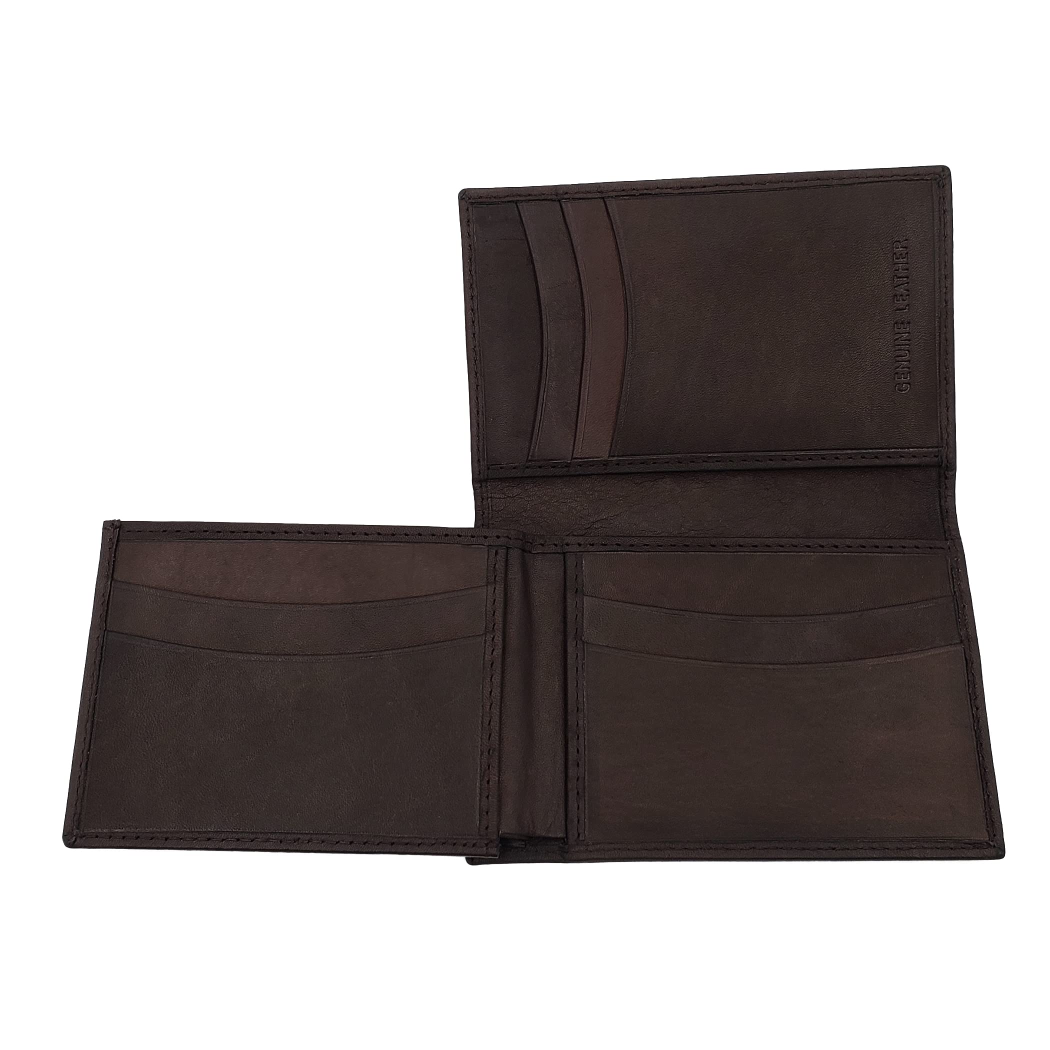 AG Wallets Men's Cowhide Leather Bifold Wallet - Unique L Fold Design for Cards & ID - Premium Brown Leather Wallet for Everyday Use & Travel