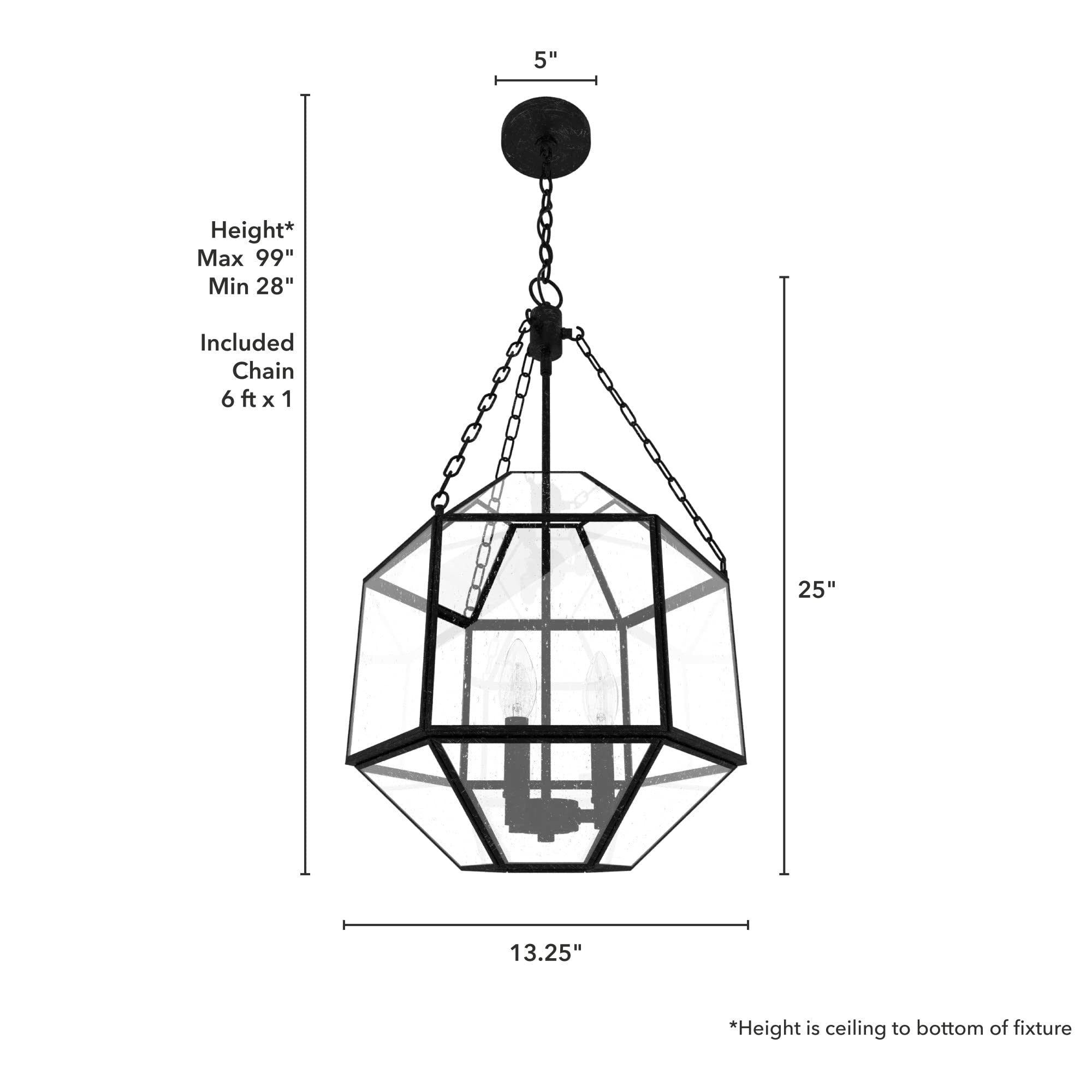 Hunter Fan Company 19365 Indria Rustic Iron Pendant Light - Farmhouse Ceiling Lighting Fixture for Kitchen, Dining Room & Entryway