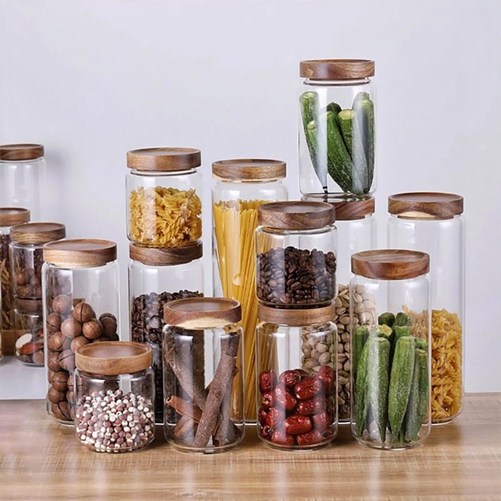 Premium Hector Kitchen Canisters with Airtight Bamboo Lids - 3-Piece Set for Flour, Sugar & Coffee Storage | Perfect for Pantry Organization & Countertop Decor