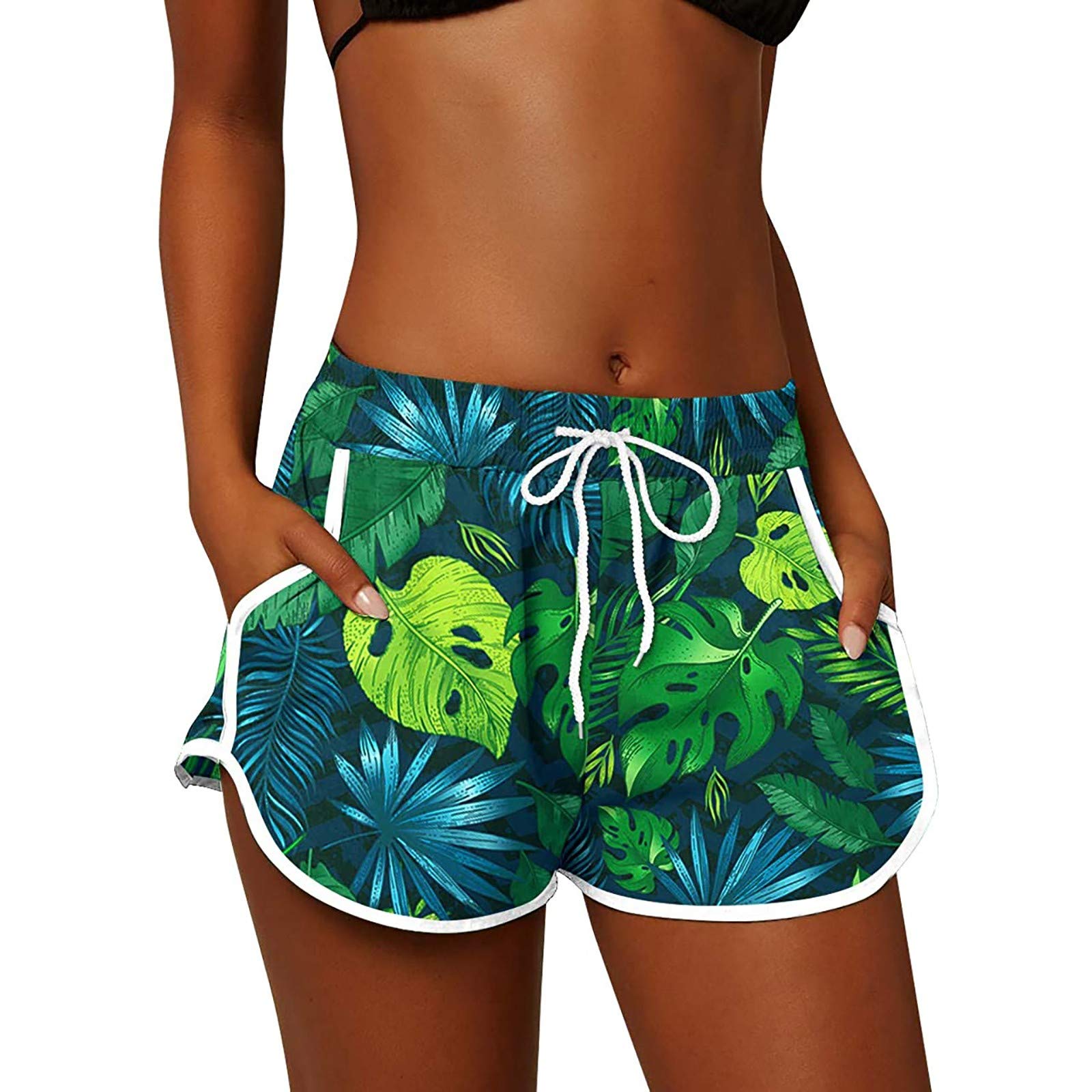 Women's Floral Athletic Shorts with Pockets - Summer & Fall Workout, Gym, Beach, Yoga Shorts for Women - Perfect for Running, Travel & Casual Wear