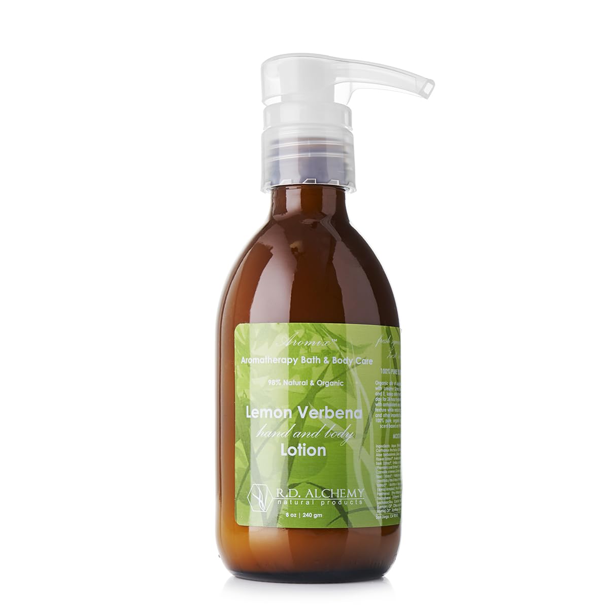 RD Alchemy - 98% Natural & Organic Lemon Verbena Hand and Body Lotion - Light Refreshing Scent for Hydration & Soothing Dry Skin - Perfect for Morning Routine, Spa Days & Gift Sets