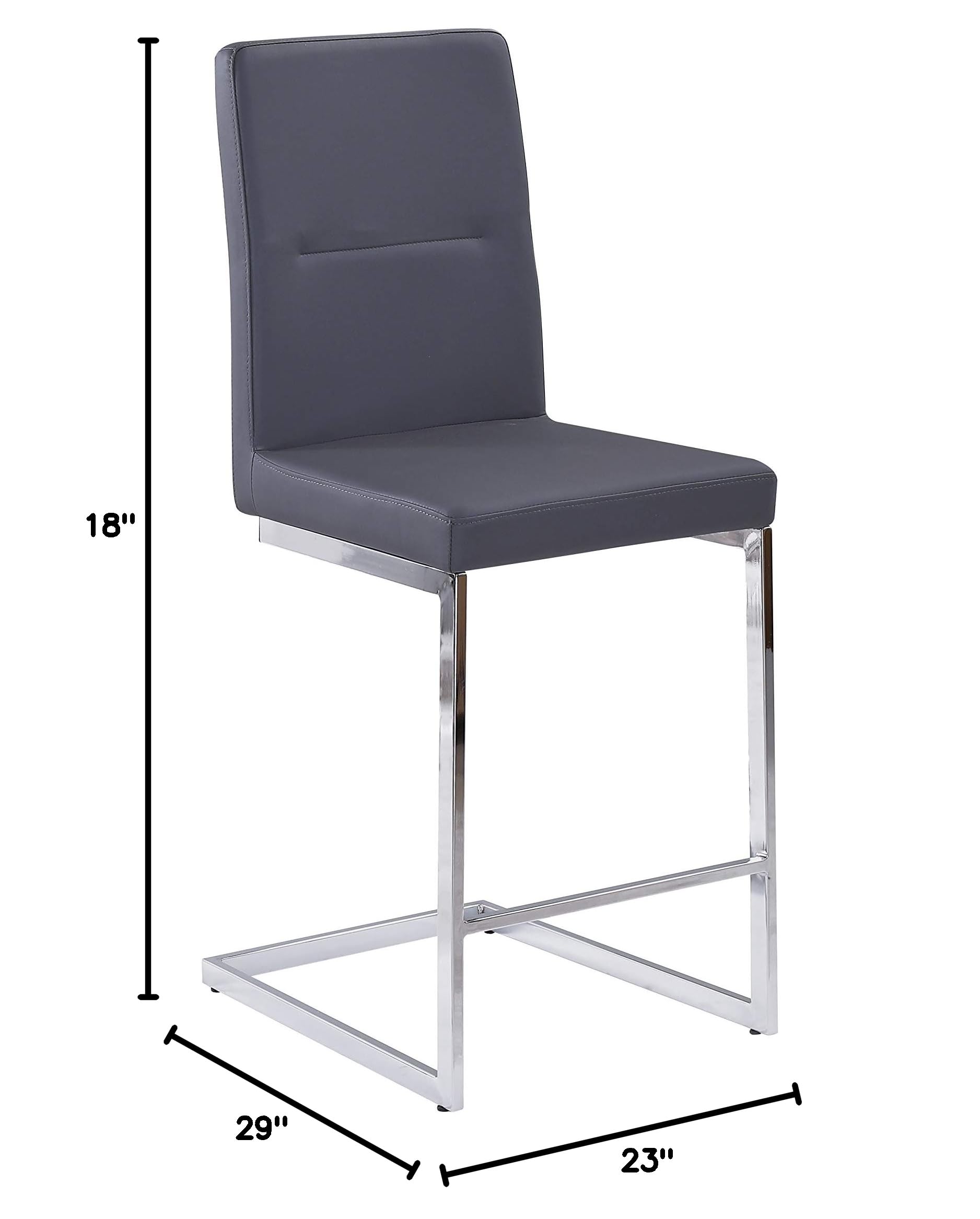 Premium Counter Height Bar Stools - Set of 2 White & High Gloss Gray Modern Kitchen Chairs for Breakfast Nook, Dining Room & Home Bar Seating