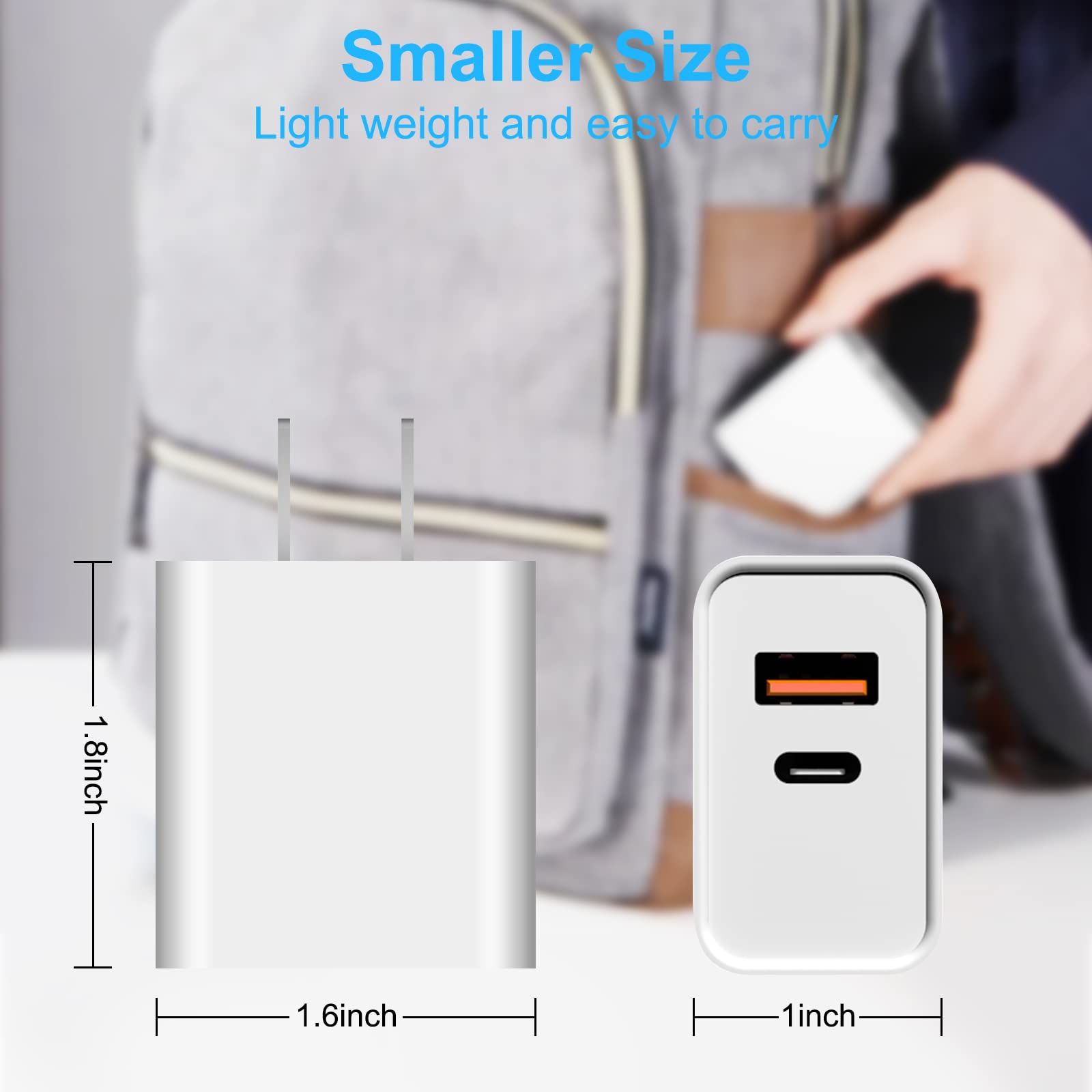 20W Fast Charger Block 3-Pack with Dual USB-C Ports - Compatible with iPhone 16/15/14/13/12/11 Pro Max, iPad, Samsung Galaxy & Android Phones - Quick Charging Adapter for Home, Office & Travel