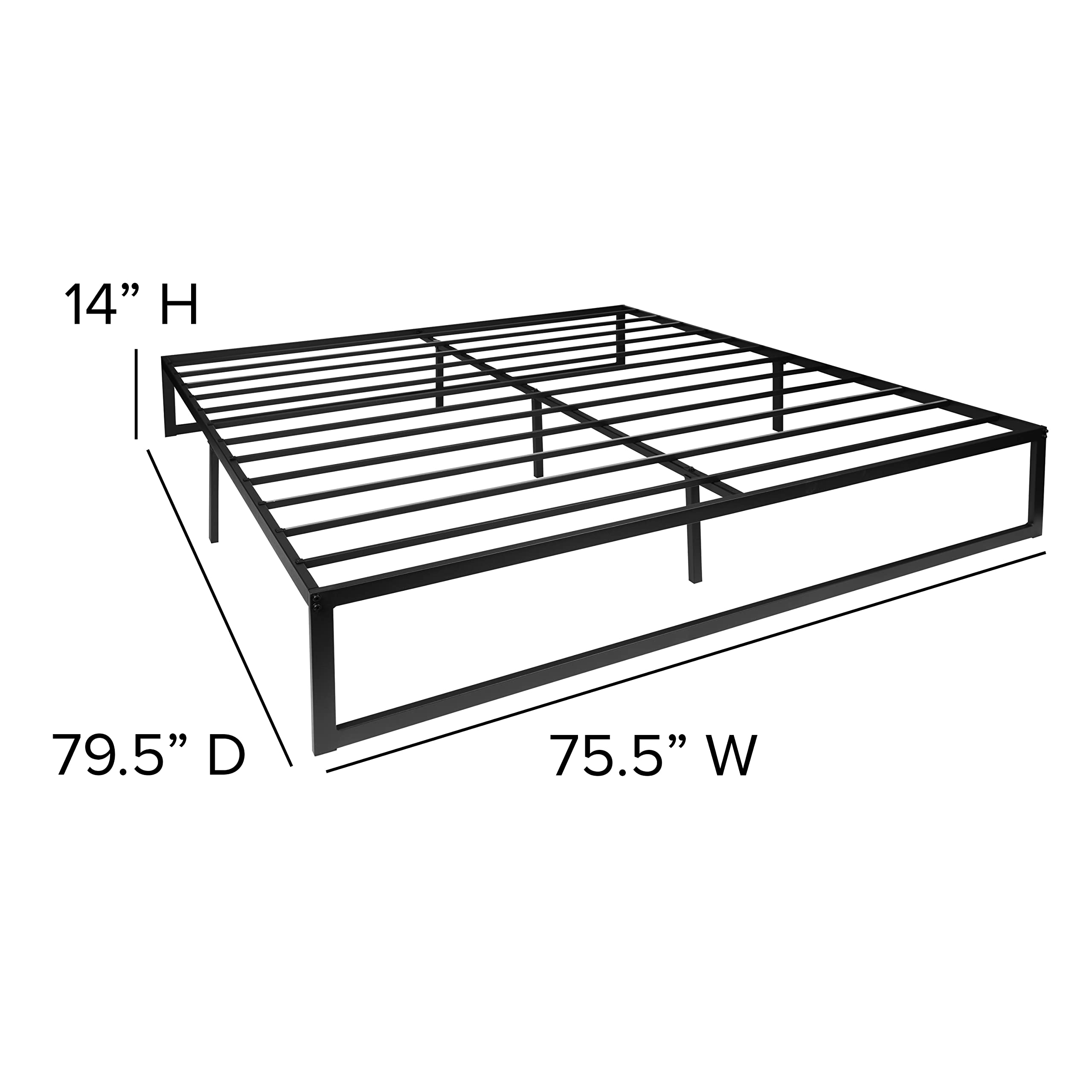 EMMA + OLIVER 14 Inch King Size Platform Bed Frame with 10 Inch Memory Foam Mattress in a Box - No Box Spring Needed - Perfect for Modern Bedrooms & Guest Rooms