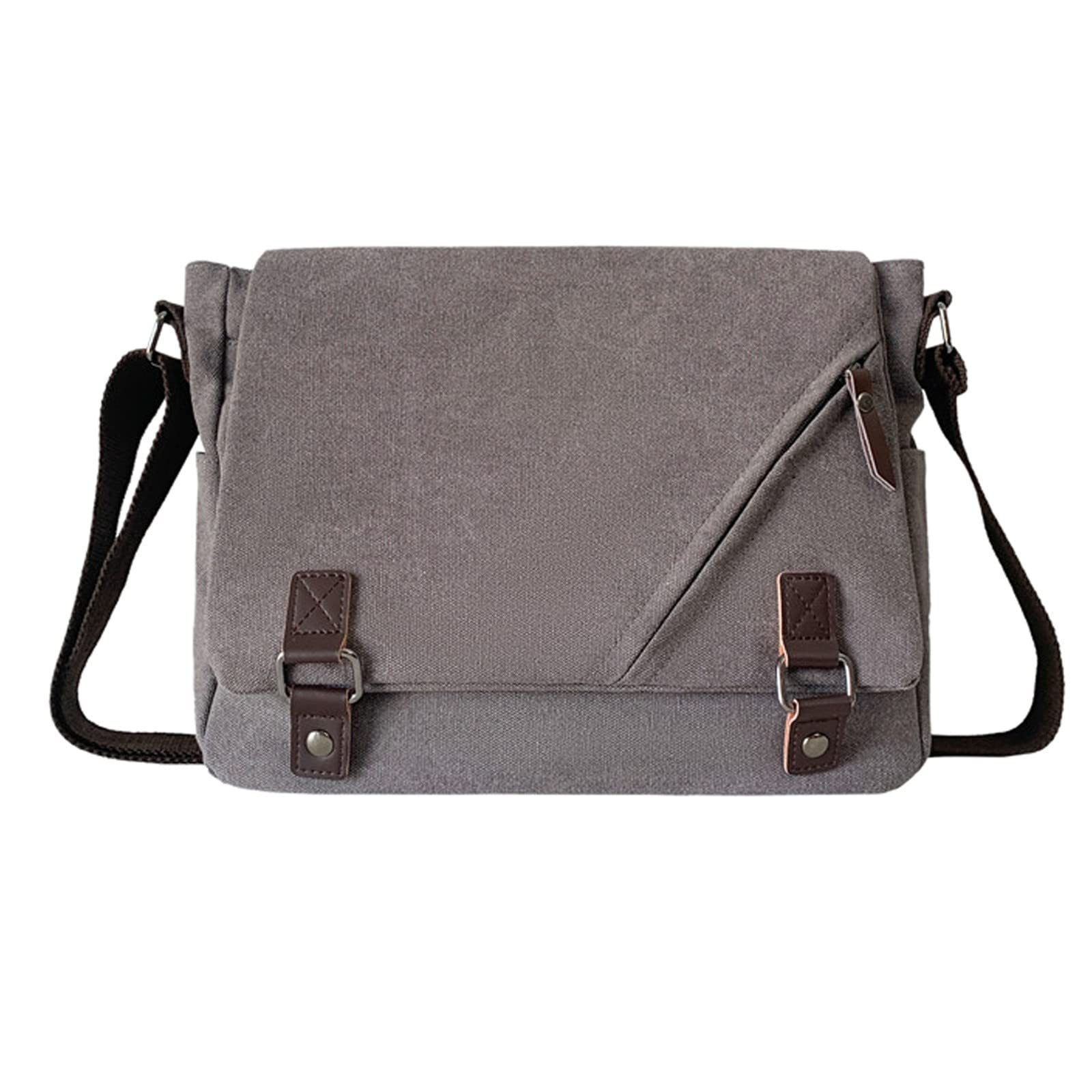 Men's Canvas Shoulder Bag - Solid Color Messenger Bag with Tooling Package for Work, Travel & Daily Commute | Durable & Stylish Crossbody Bag for Men