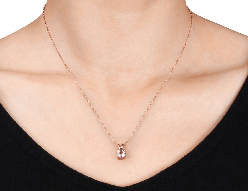 1.80 Carat (ctw) Genuine Morganite Pendant & Earring Set in Rose Gold Sterling Silver - Elegant Jewelry Gift for Women, Perfect for Weddings, Anniversaries & Special Occasions