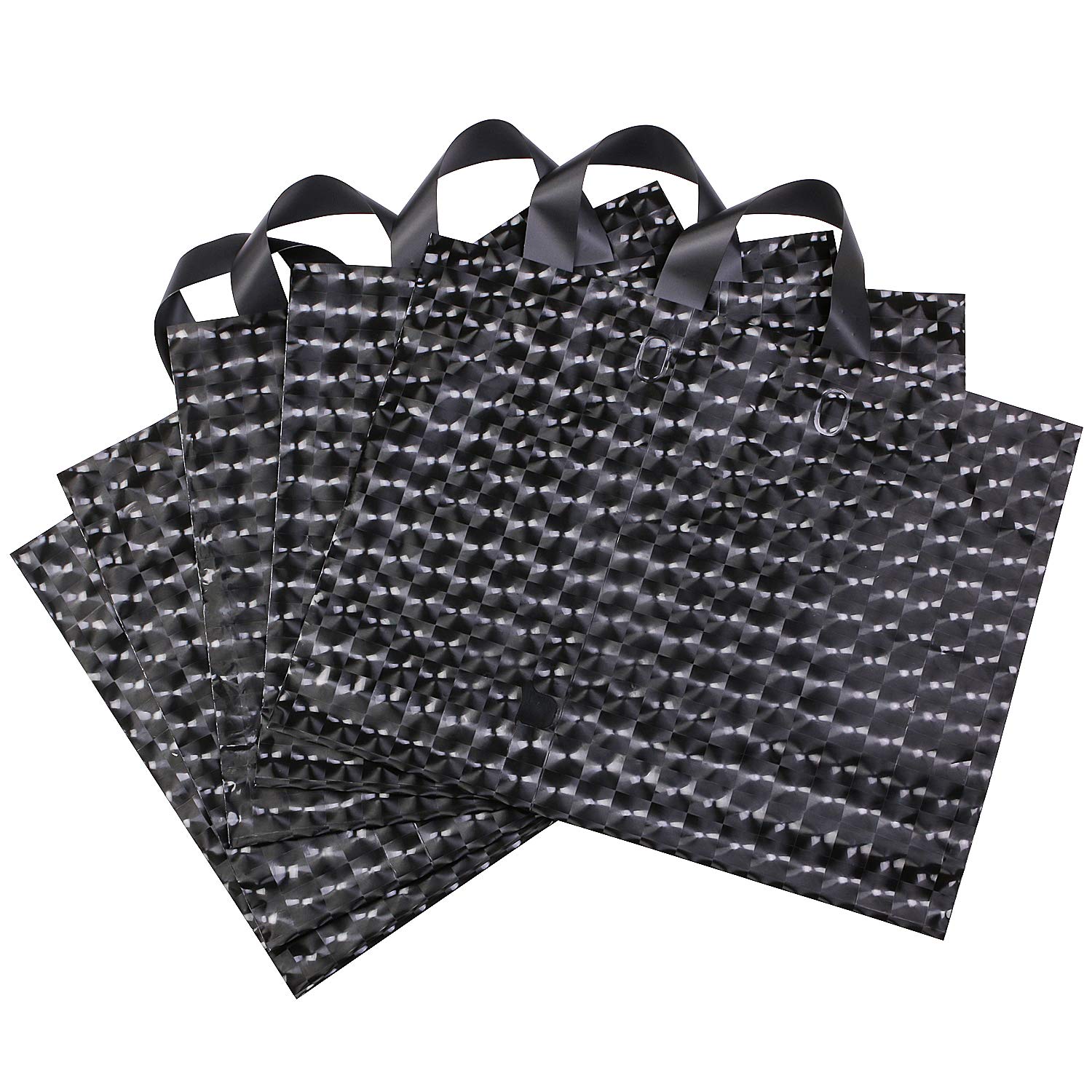 Gesodant 50-Pack Black Merchandise Bags with Handles - 15.7