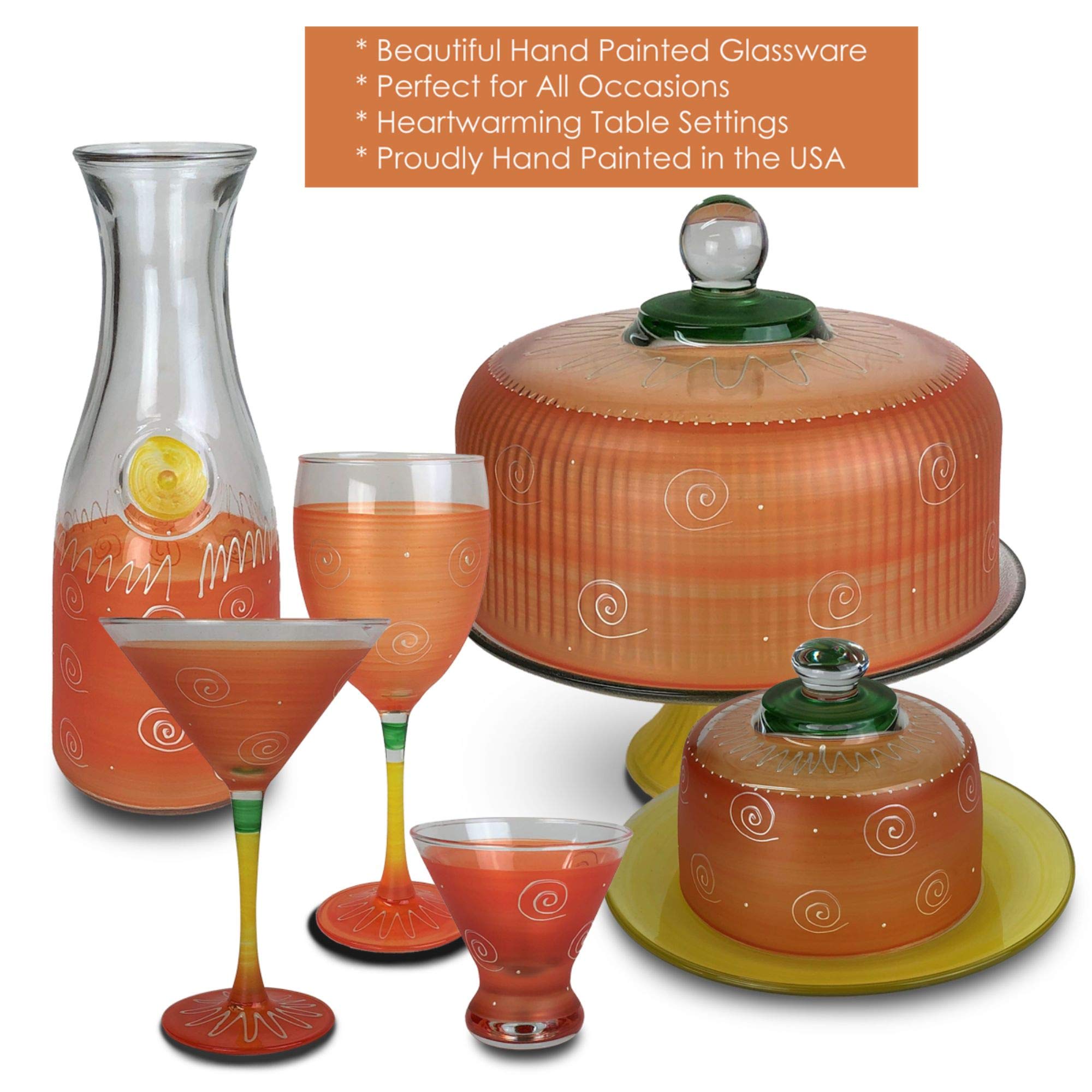 Set of 2 Orange & White Hand-Painted Champagne Flutes - 5.75 Oz Elegant Glassware for Weddings, Parties & Romantic Dinners