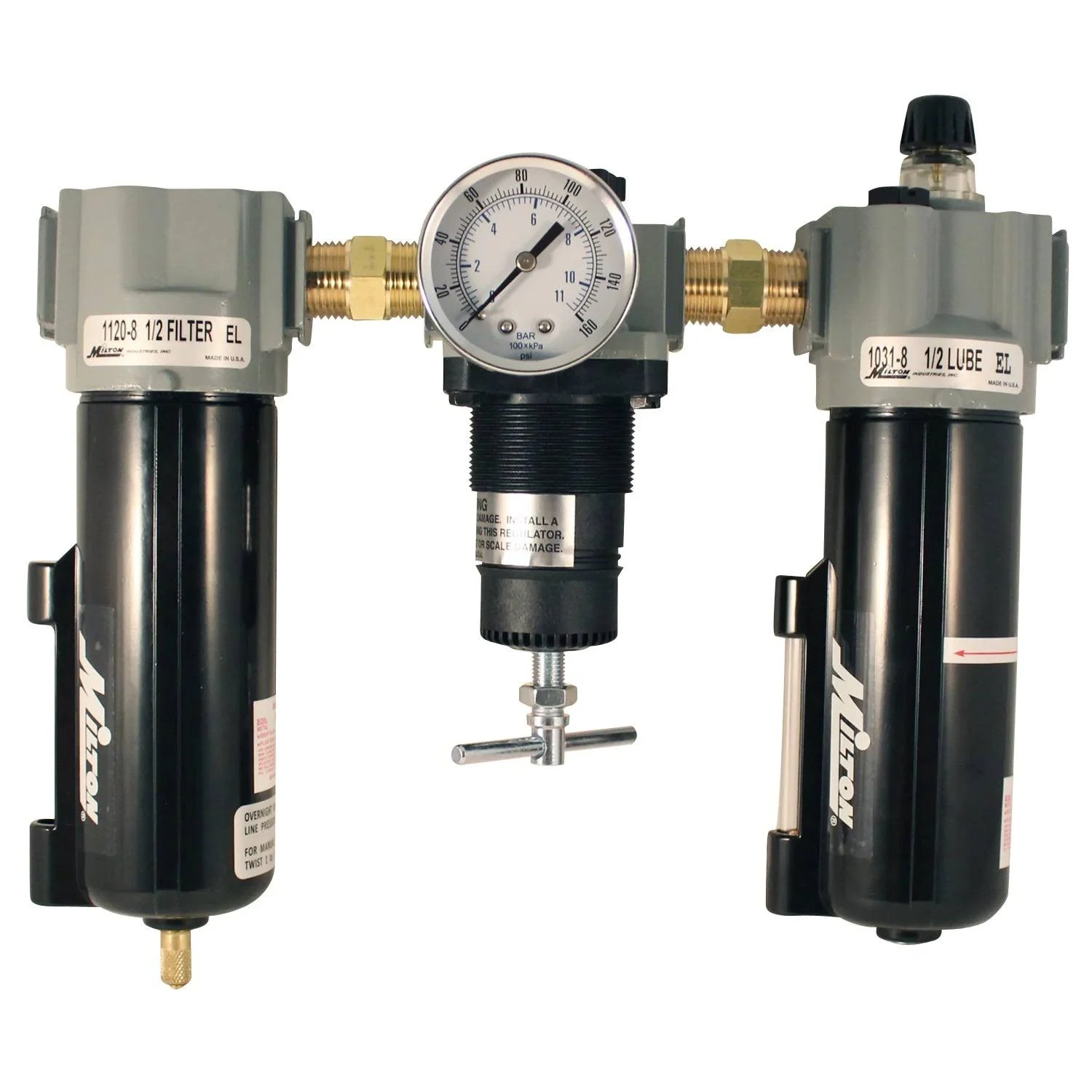 Milton 1102 Air Filter Regulator Lubricator Combo - 1/2