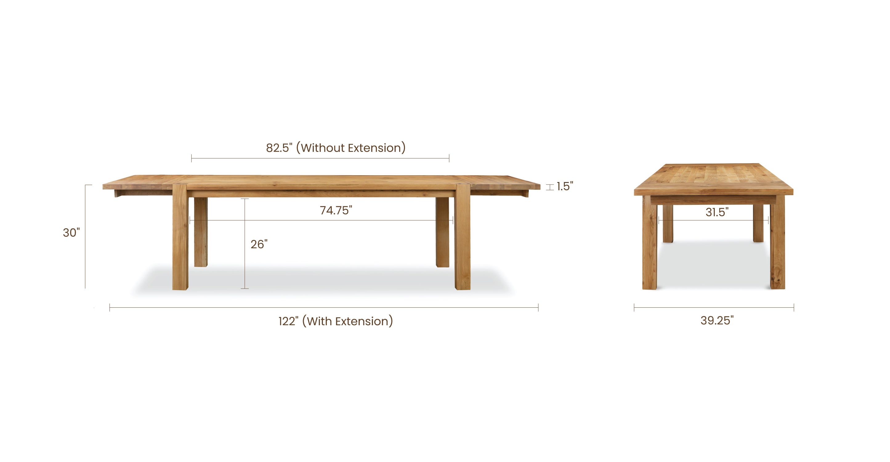 Expandable Dining Table for 6-10 People - 82.5