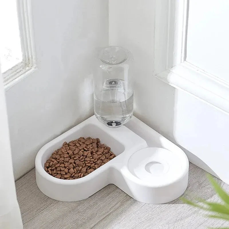 Automatic Pet Feeder and Water Bowl Set - Heart Shaped Design for Cats & Dogs - Perfect for Home, Office, or Travel Use