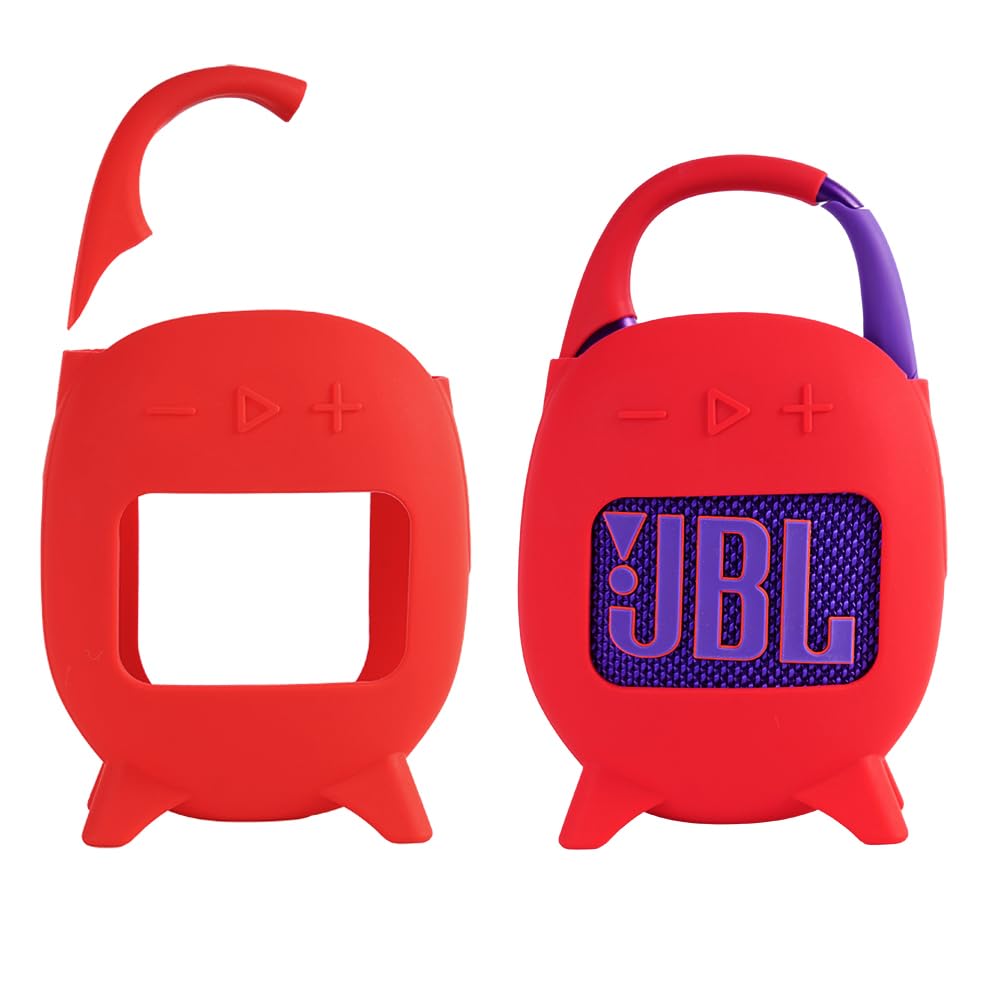 JBL Clip 5 Silicone Protective Case - Shockproof Cover for JBL Clip 5 Bluetooth Speaker | Durable & Portable Design (Red) | Perfect for Outdoor Adventures, Travel & Daily Use