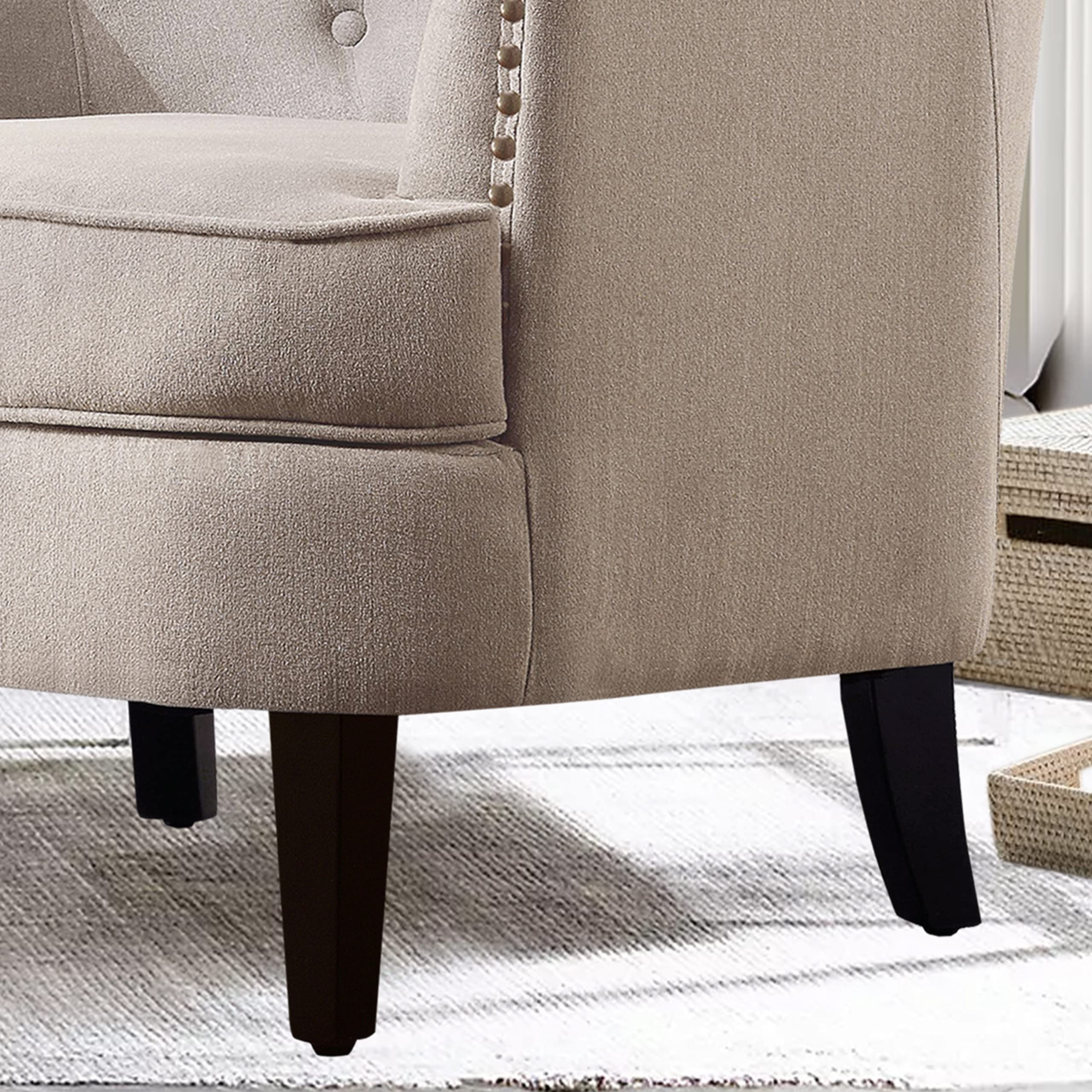 Rosevara Atlas Mid-Century Modern Accent Chair - Upholstered Lounge Armchair with Soft Cushion, Tufted Design for Living Room & Bedroom - Cozy Small Space Seating for Apartments, Reading Nooks & Home Offices