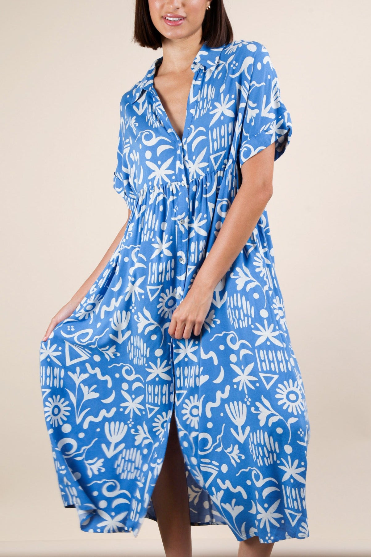 Taking Shape Midi Dress in Ocean Blue - Flowy Summer Dress for Women, Perfect for Beach Vacations, Date Nights & Casual Outings