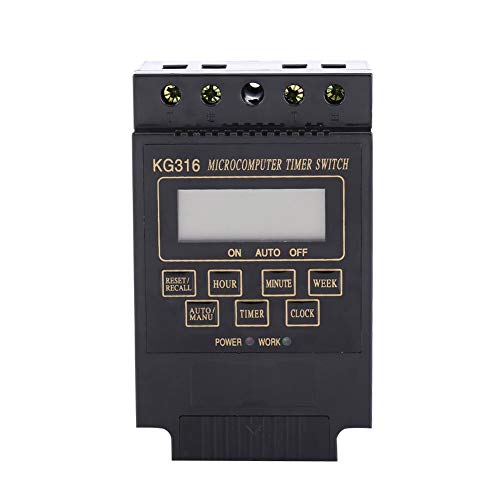 Digital Timer Switch with LCD Display - 10 On/Off Programs Microcomputer Controller (AC220V, Black) - Perfect for Home Automation, Lighting Control & Appliance Scheduling
