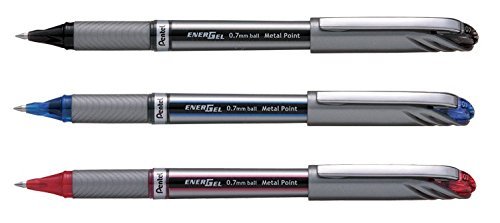 Pentel Energel Plus 0.7mm Gel Ink Rollerball Pens - Premium Smooth Writing Pens - Black, Blue, Red Refillable Ink Pens for Office, School & Note Taking