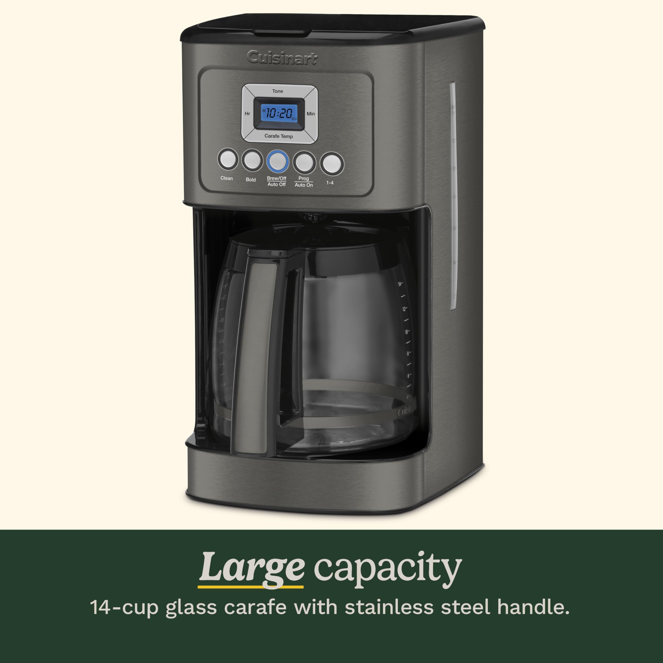 Cuisinart DCC-3200BKSP1 14-Cup Programmable Coffee Maker with PerfectTemp Technology - Black Stainless Steel - Adjustable Brew Strength & 1-4 Cup Setting - Ideal for Home, Office & Entertaining
