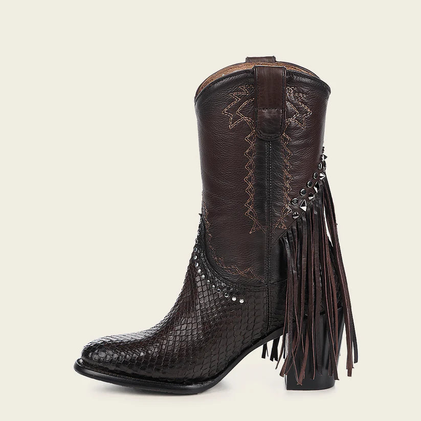 Women's Cuadra Chocolate Western Cowgirl Python Skin Ankle Boots - Stylish & Comfortable for Country Dancing, Rodeo Events & Casual Outfits