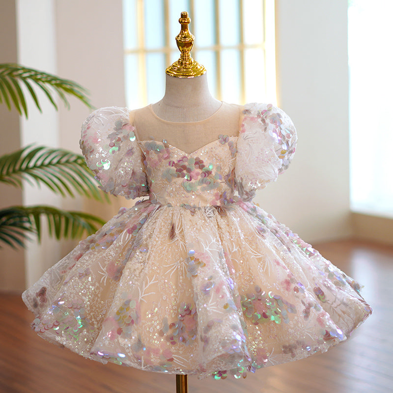 Lilac Sequin Princess Dress for Girls with Bows & Ruffles - Perfect for Birthday Parties, Pageants, and Special Occasions