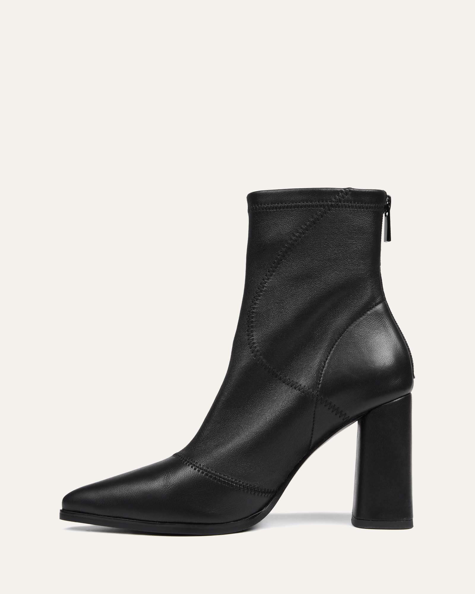 Premium TEX High Ankle Boots - Genuine Black Leather Women's Fashion Boots for Casual Wear, Outdoor Hiking & Winter Style