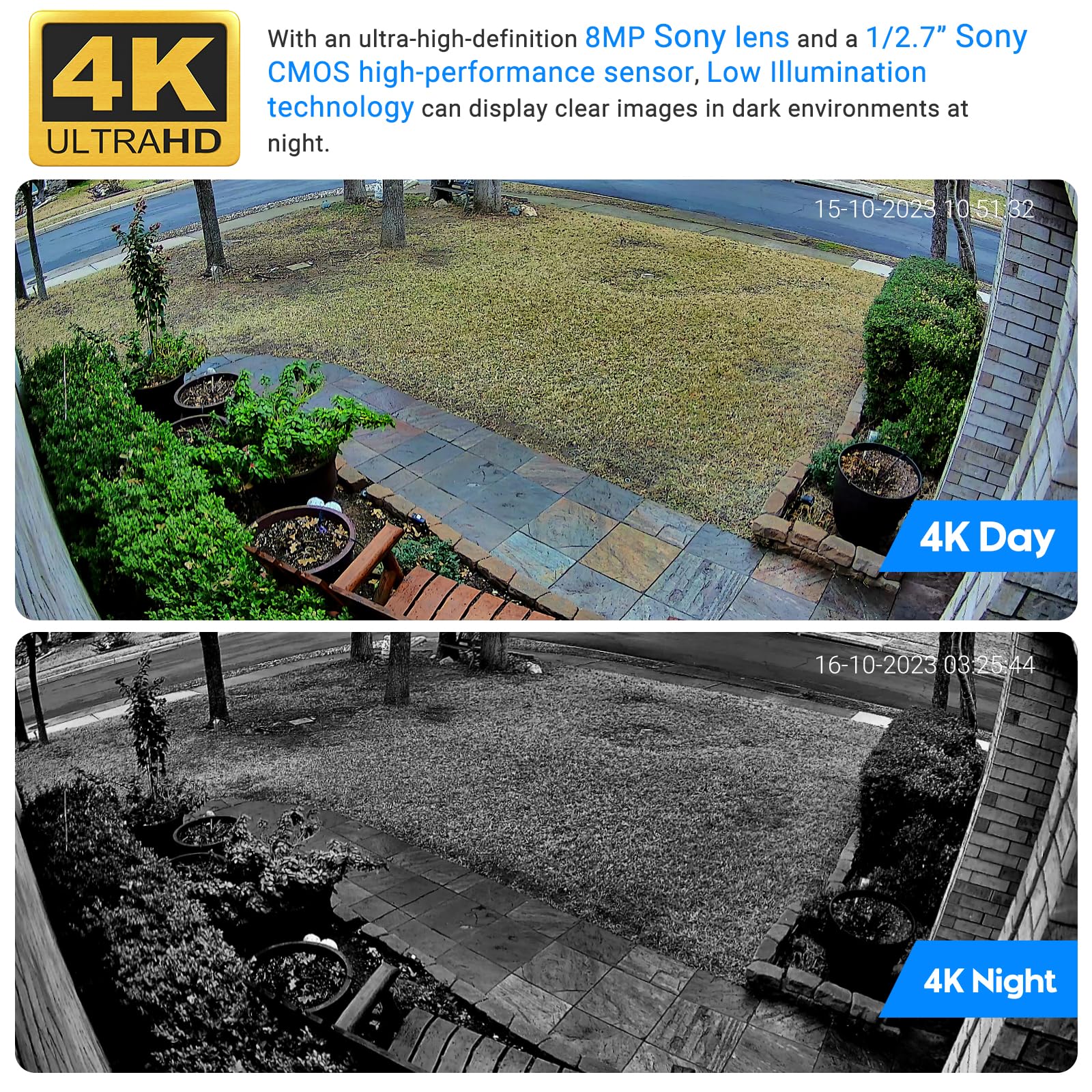 VIKYLIN 8MP PoE IP Security Camera Outdoor, 4K Turret Surveillance Camera with Human/Vehicle Detection, 2.8mm Lens, Built-in Mic, H.265+, WDR, 98ft Night Vision, IP67, NDAA Compliant - Ideal for Home Security, Business Monitoring & Outdoor Surveillance