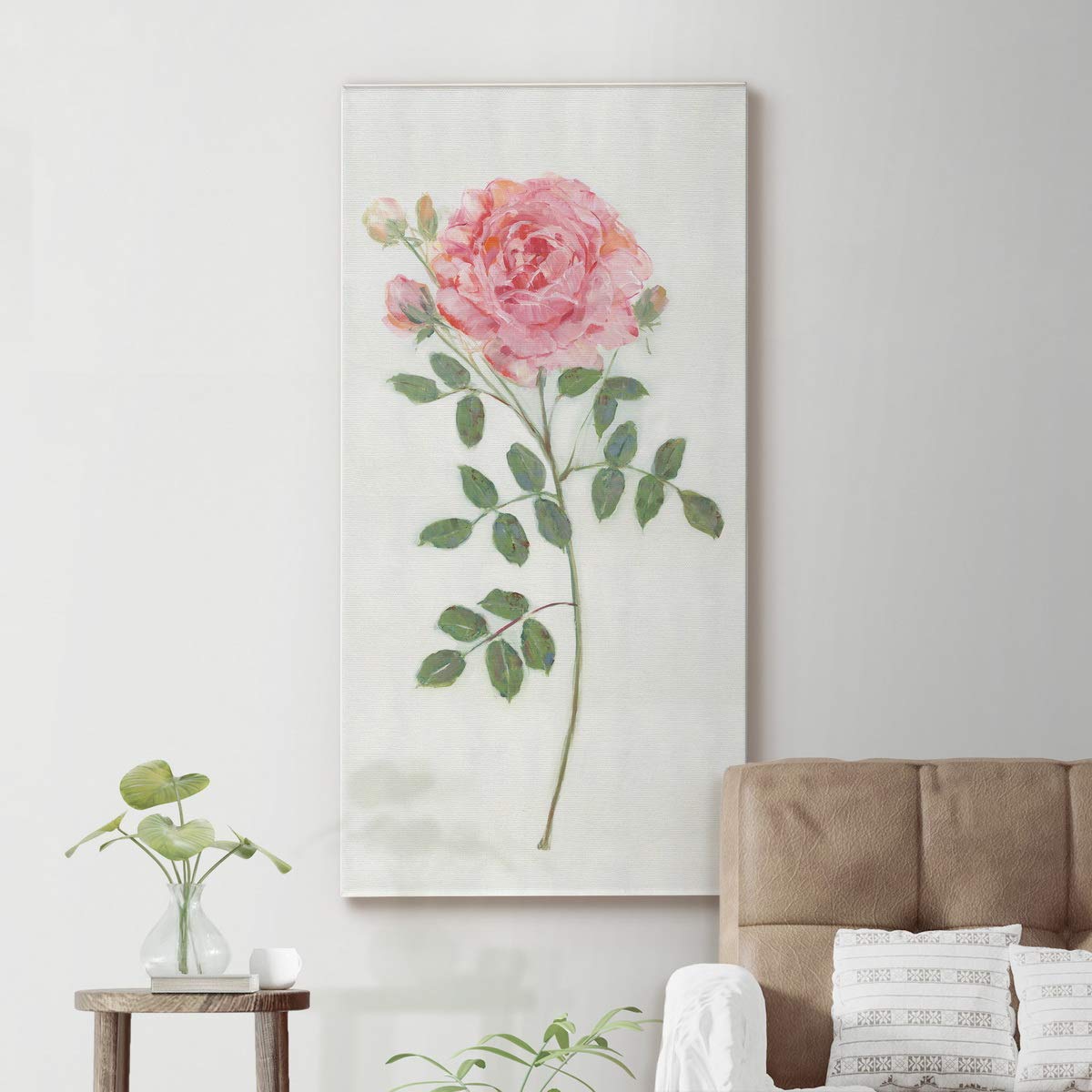 Pink and Green Floral Rustic Canvas Wall Art - 12