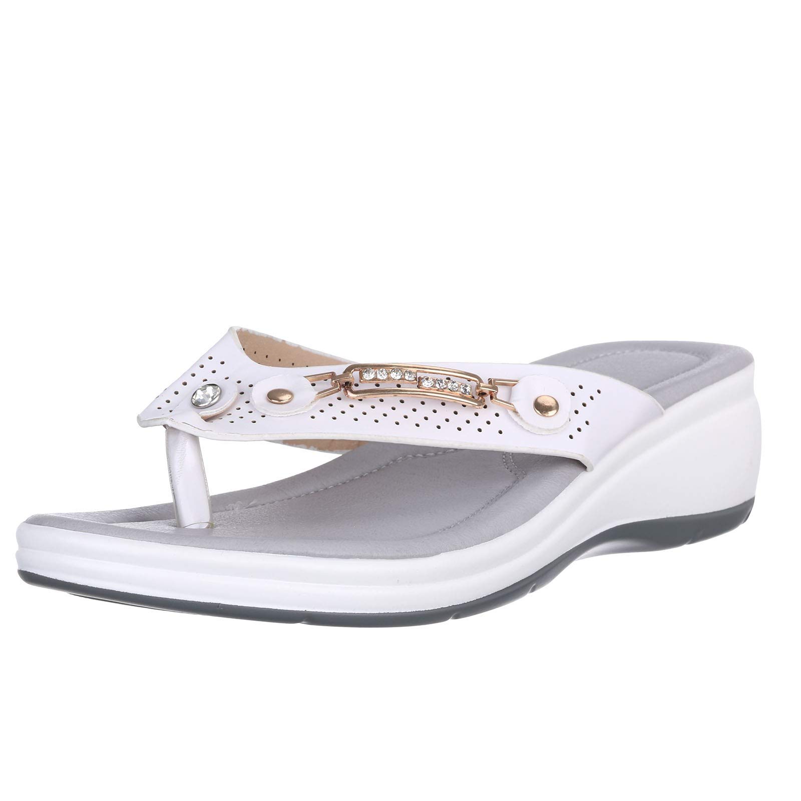 Women's Summer Casual Beach Sandals with Metal Heel - Comfortable Slope Design for Walking, Travel & Outdoor Activities