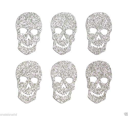 1 Inch Fabric Glitter Skull Iron-On Patch - DIY Halloween Costume Accessories for Jackets, Bags, and Hats - Perfect for Cosplay, Costume Parties, and DIY Crafts