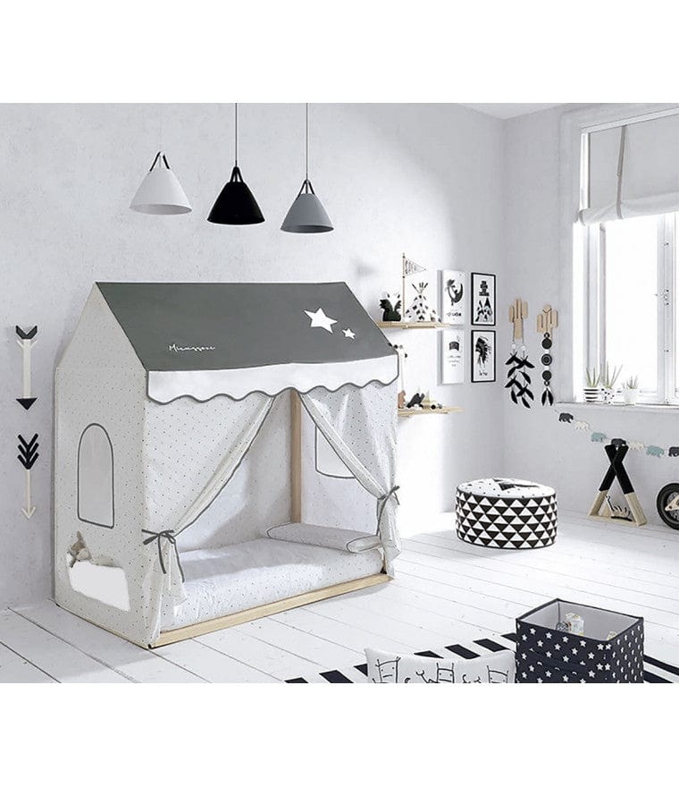 Micuna Micussori Tipi House Bed with Frame & Fabric - Kids Teepee Tent for Playroom, Nursery, or Outdoor Adventures