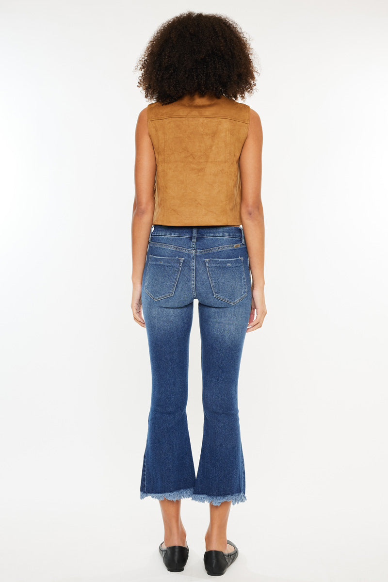 Merlie Mid Rise Cropped Flare Jeans for Women - Stretchy Denim Pants with Comfort Fit - Perfect for Casual Outfits & Boho Style