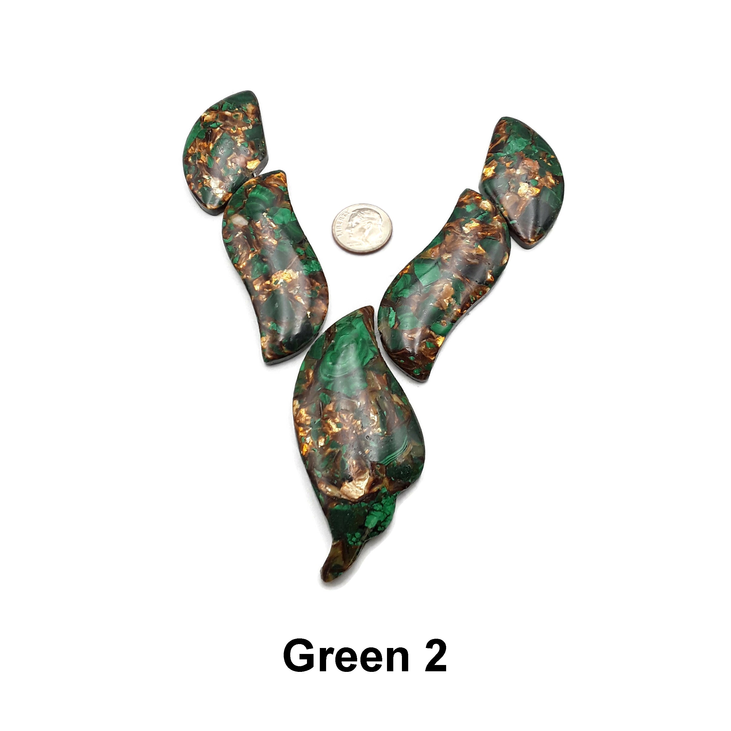 Bronzite Blue Pink Green Purple Impression Jasper Leaf Pendant Beads 35x70mm - Handmade Gemstone Jewelry for Necklace Making, DIY Crafts & Spiritual Healing