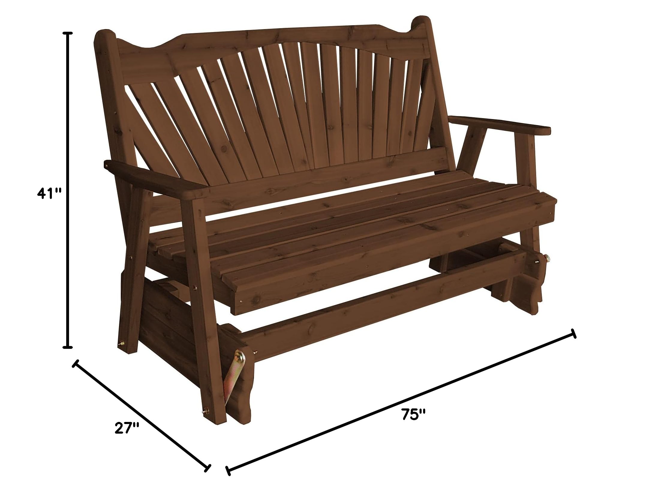 Furniture Barn USA 6-Foot Pine Fanback Glider with Mushroom Stain - Perfect for Porch, Patio & Nursery Relaxation