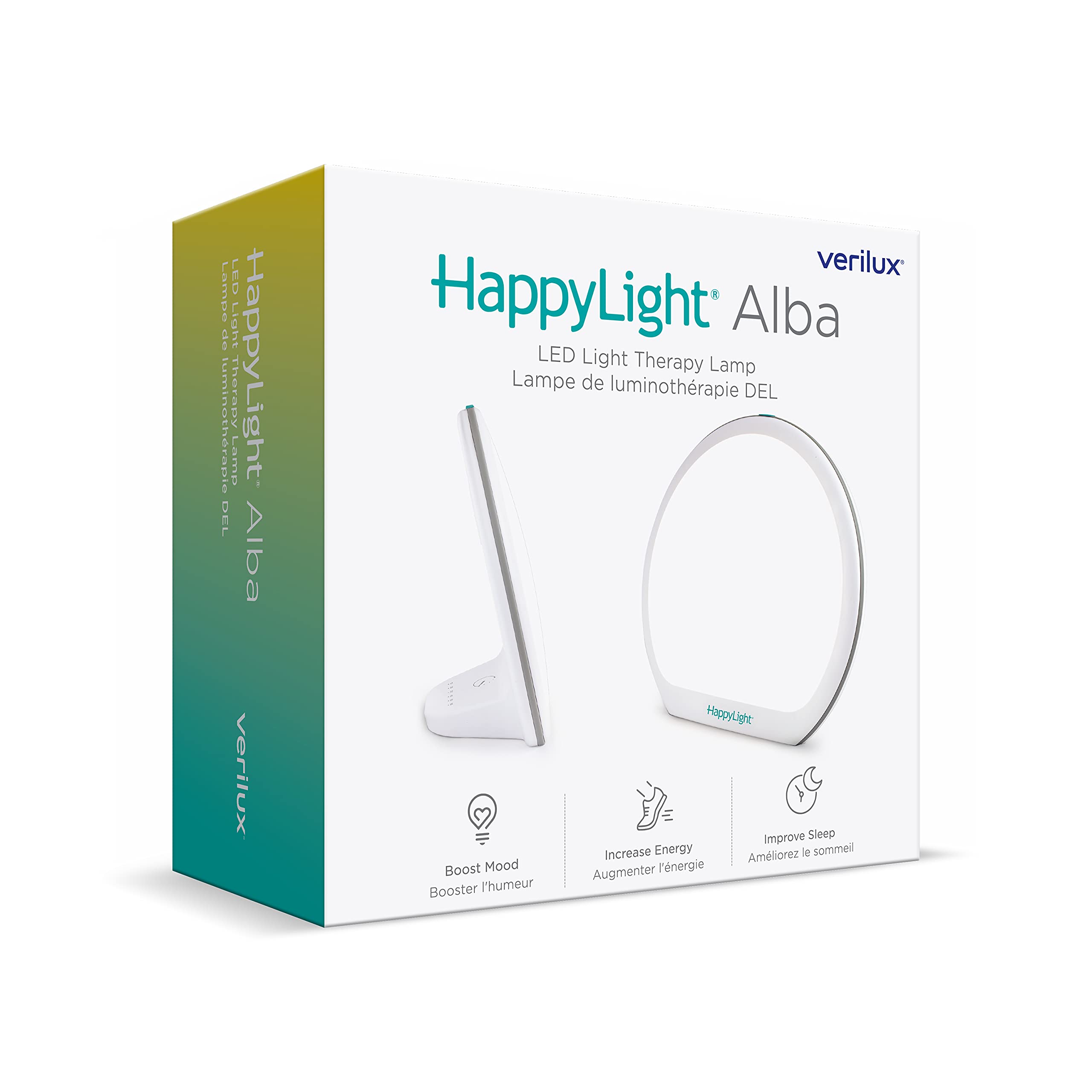 Verilux HappyLight Alba - UV-Free LED Light Therapy Lamp, 10,000 Lux Bright White Light with Adjustable Brightness & Color, Countdown Timer - Perfect for Seasonal Affective Disorder (SAD), Office, Home & Reading Light