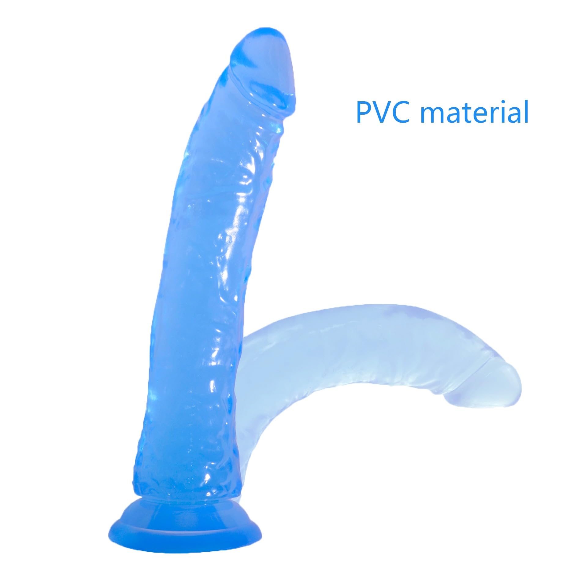 Realistic Blue Crystal Dildo 7.87 Inch with Strong Suction Cup - Flexible Adult Sex Toy for Women & Men - Perfect for Solo Play, Couples Fun & BDSM Exploration