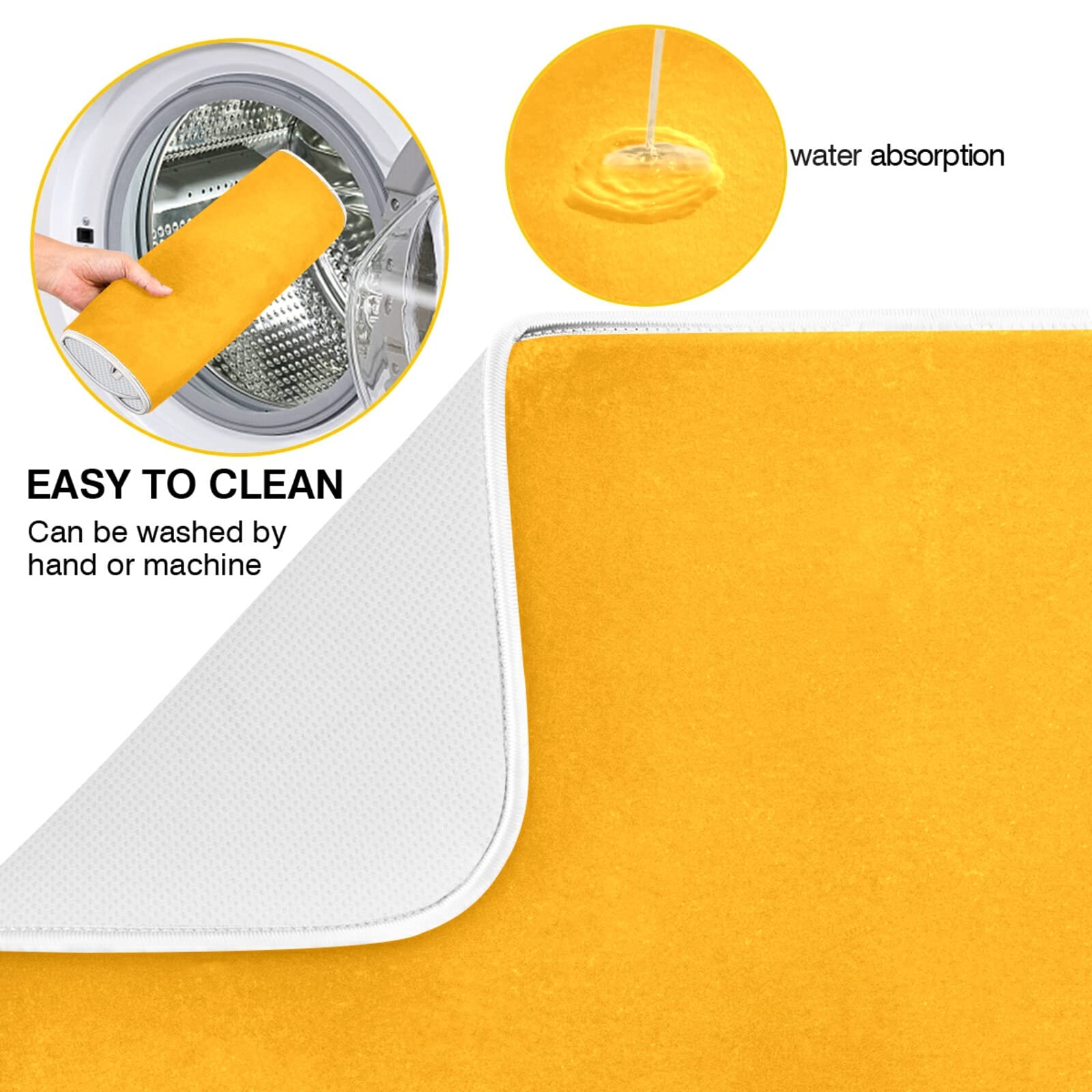 Extra Large Orange Microfiber Dish Drying Mat - 18x24 Inch Heat-Resistant Kitchen Counter Drainer Pad | Perfect for Dishes, Utensils & Cookware | Ideal for Kitchen Countertops, Sinks & Dining Tables