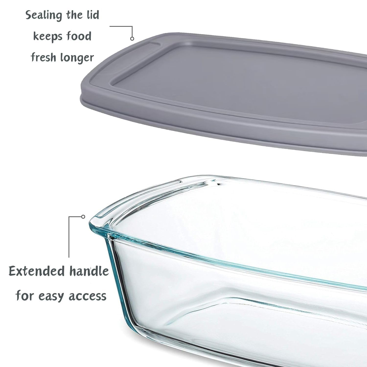 2-Pack Glass Loaf Pan with Lids - 1.9 Quart Baking Dish for Homemade Bread, Banana Bread & Cakes - Oven & Microwave Safe with Non-Slip Handles - Perfect for Holiday Baking, Meal Prep & Gift Giving