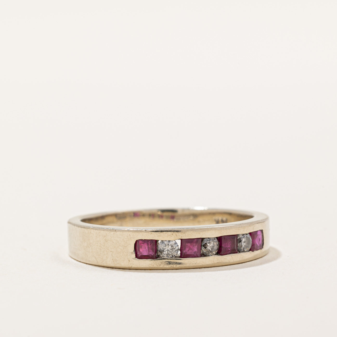 Channel Set Ruby and Diamond Ring - 0.24ctw Ruby & 0.09ctw Diamond - Size 7.5 - Elegant Engagement, Anniversary or Gift Jewelry for Women