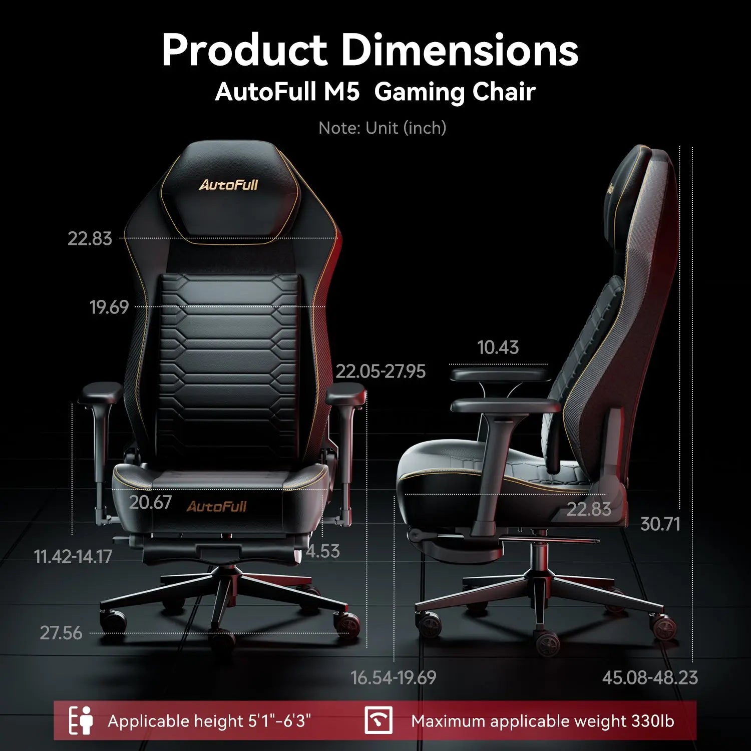 AutoFull M5 Ergonomic Gaming Chair - High Back Racing Style with Lumbar Support for PC, Office & Esports - Comfortable PU Leather Computer Chair for Long Gaming Sessions