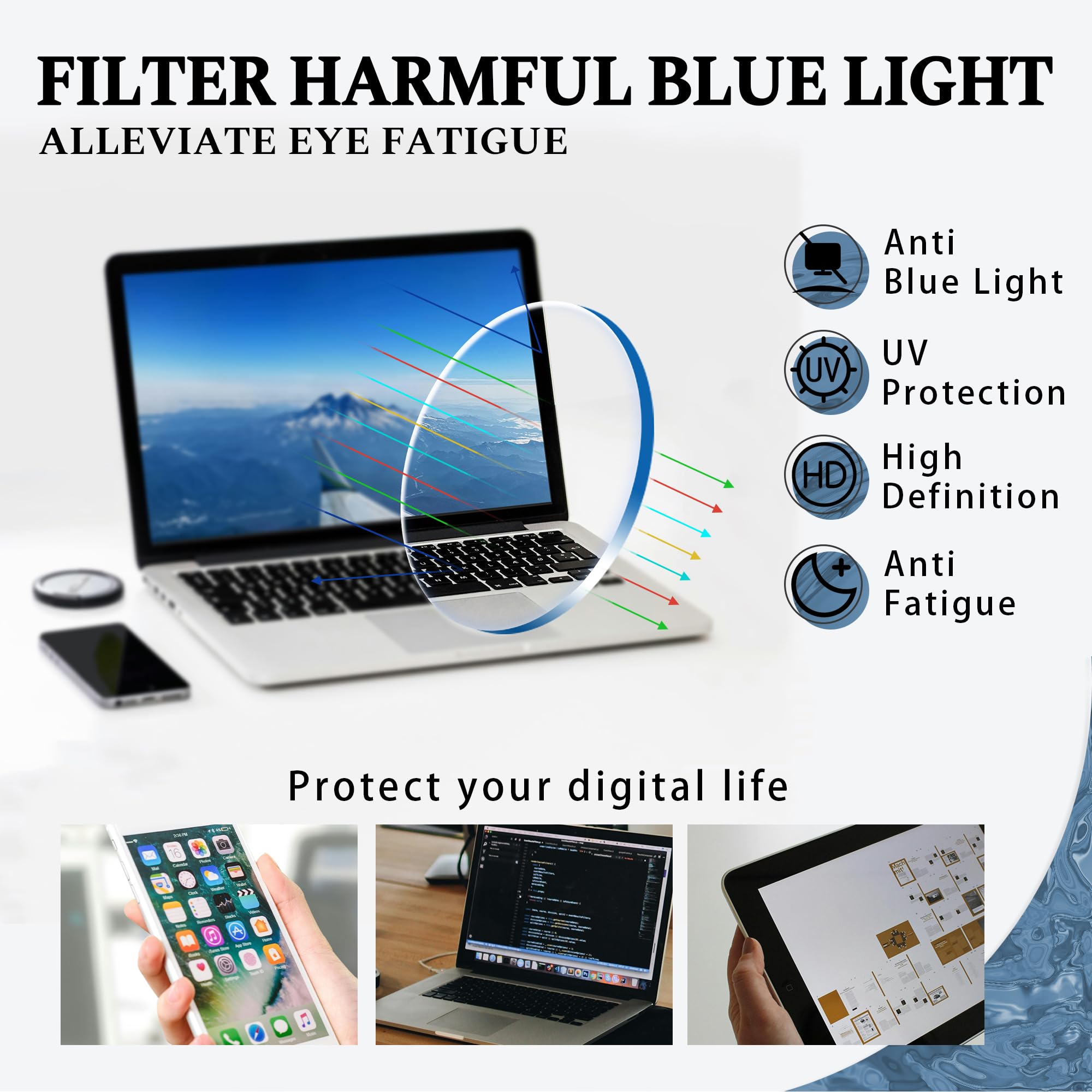 Blue Light Blocking Glasses for Women & Men - Small Round Frame Computer Glasses Anti Glare UV400 Protection (Black) - Perfect for Office Work, Gaming & Screen Time